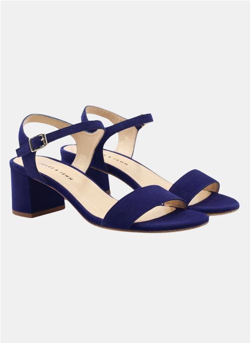 JULES & JENN Sandales Sandales moyen talon cuir daim marron femme bleu