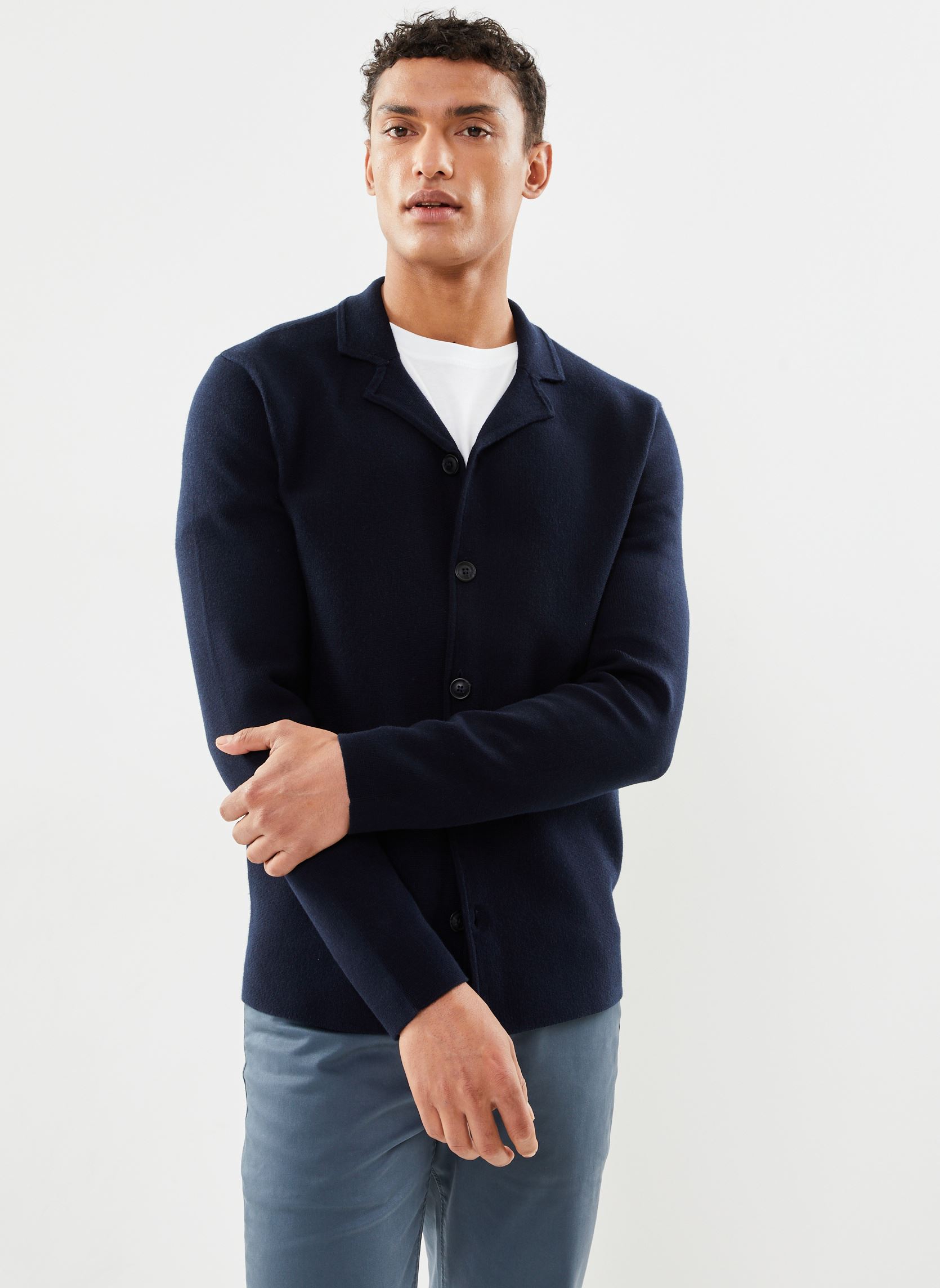 Gilets Slhmilo Ls Knit Cuban Cardigan Noos homme bleu Selected Homme Gilets Slhmilo Ls Knit Cuban Cardigan Noos homme bleu SKY CAPTAIN