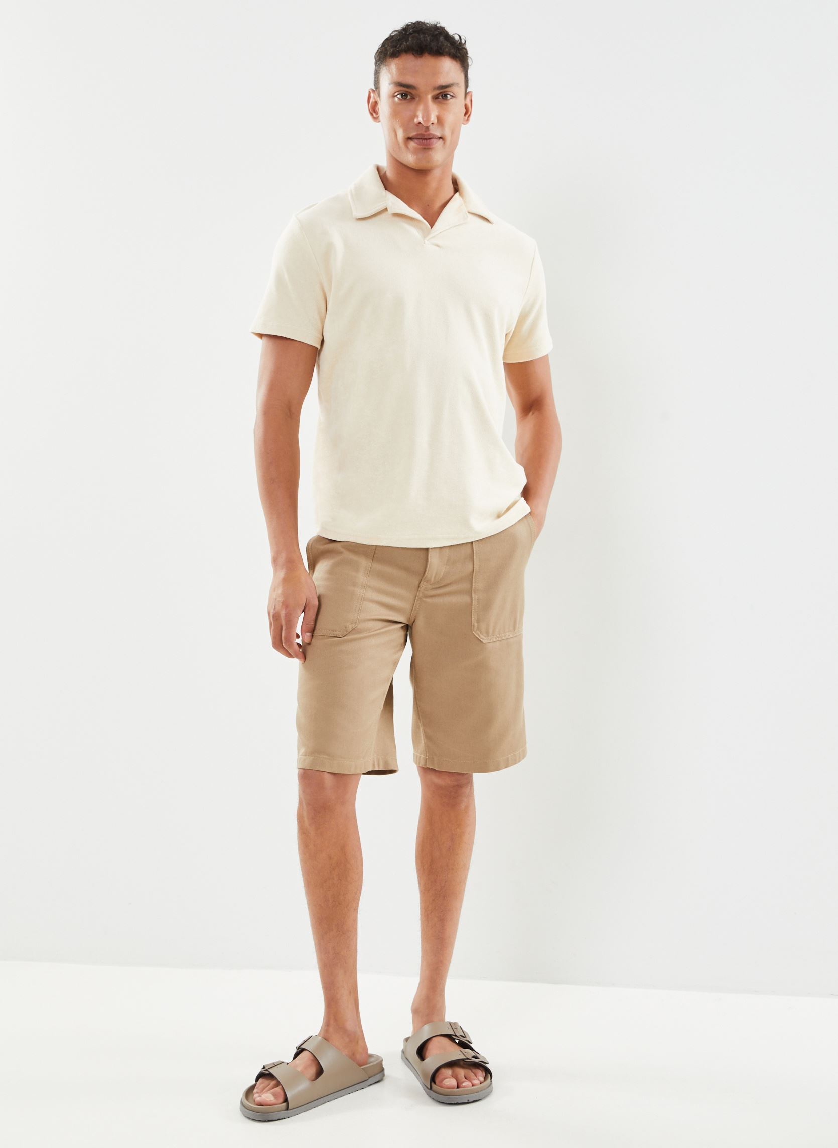Polos Slhtalon Towel SS Polo homme beige Selected Homme Polos Slhtalon Towel SS Polo homme beige FOG