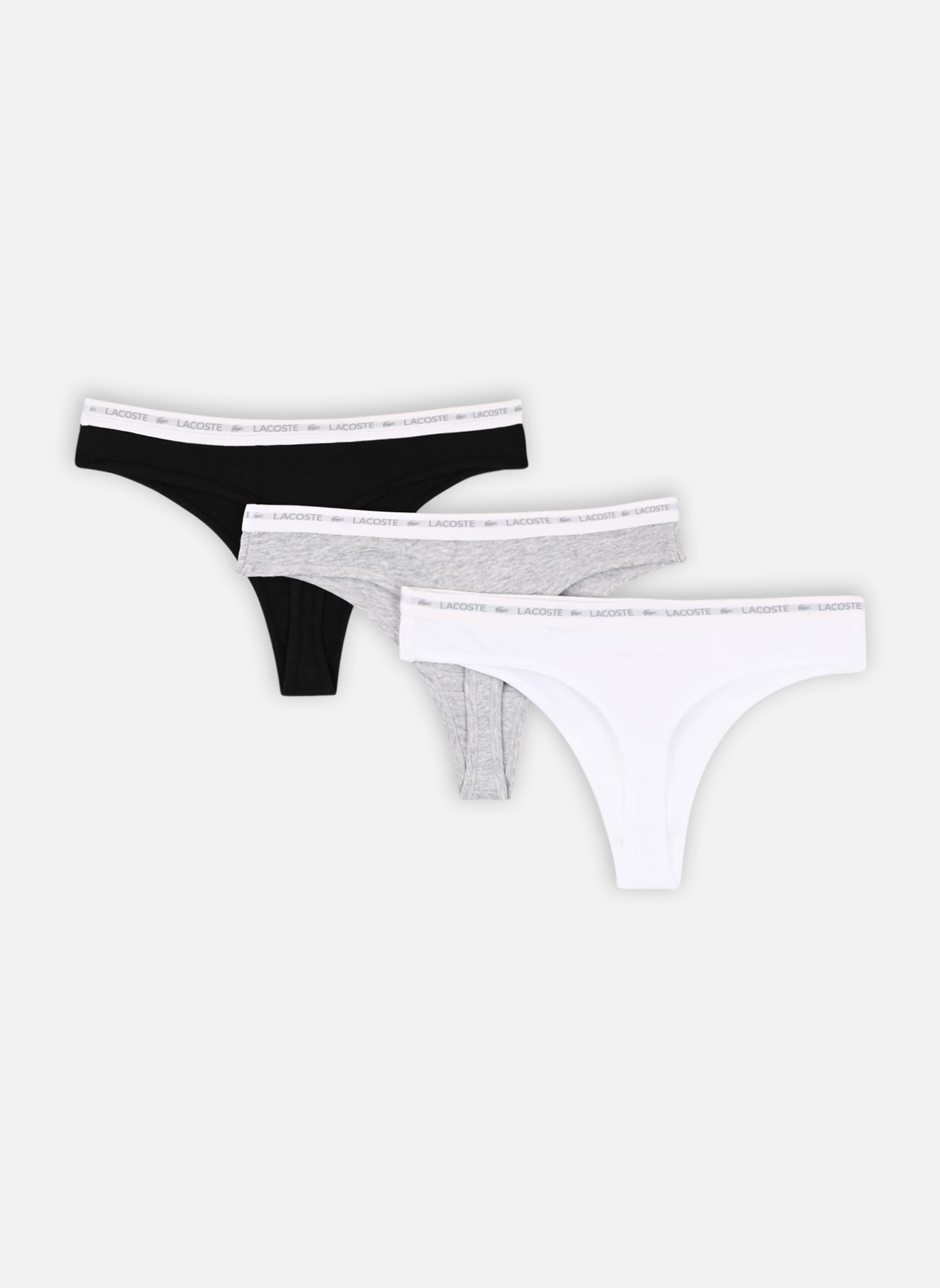 Shortys Lot de 3 strings 8F1341 femme multicolore Lacoste Shortys Lot de 3 strings 8F1341 femme multicolore NOIR/BLANC/ARGENT-CHINE