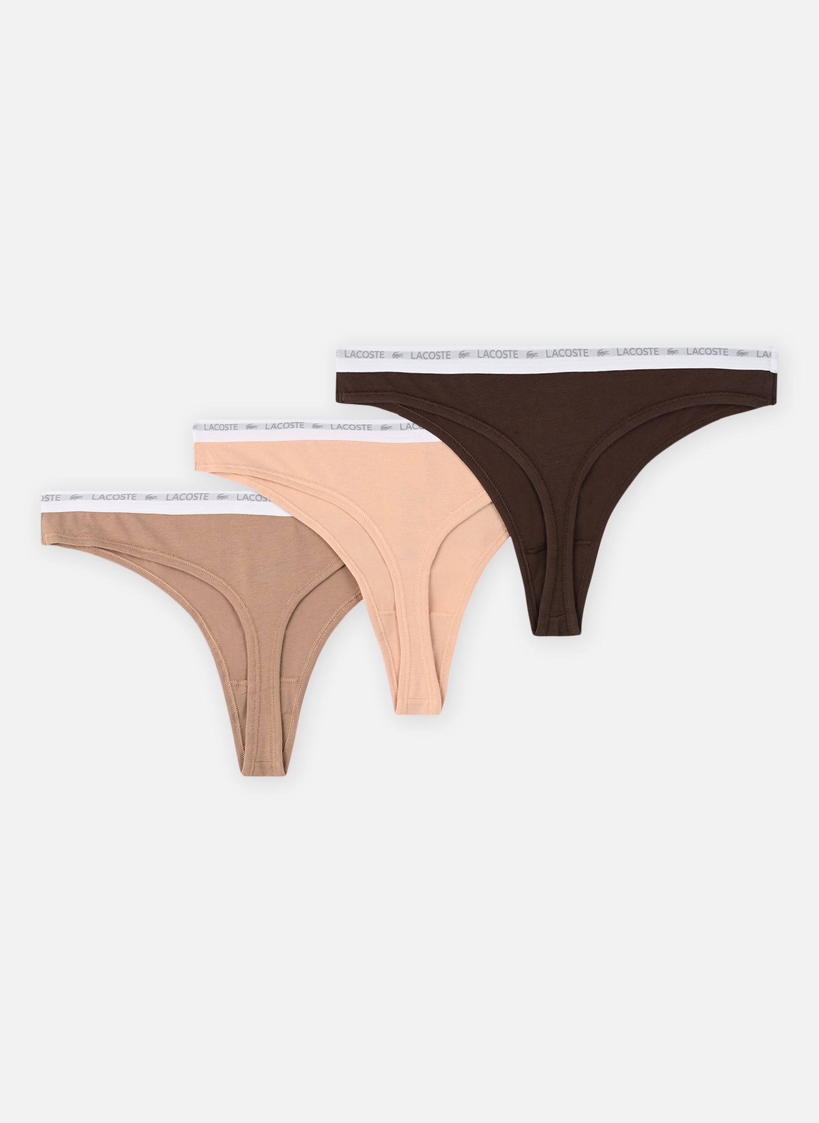Shortys Lot de 3 strings 8F1341 femme multicolore Lacoste Shortys Lot de 3 strings 8F1341 femme multicolore BISCUIT/BAGUETTE-GRUME