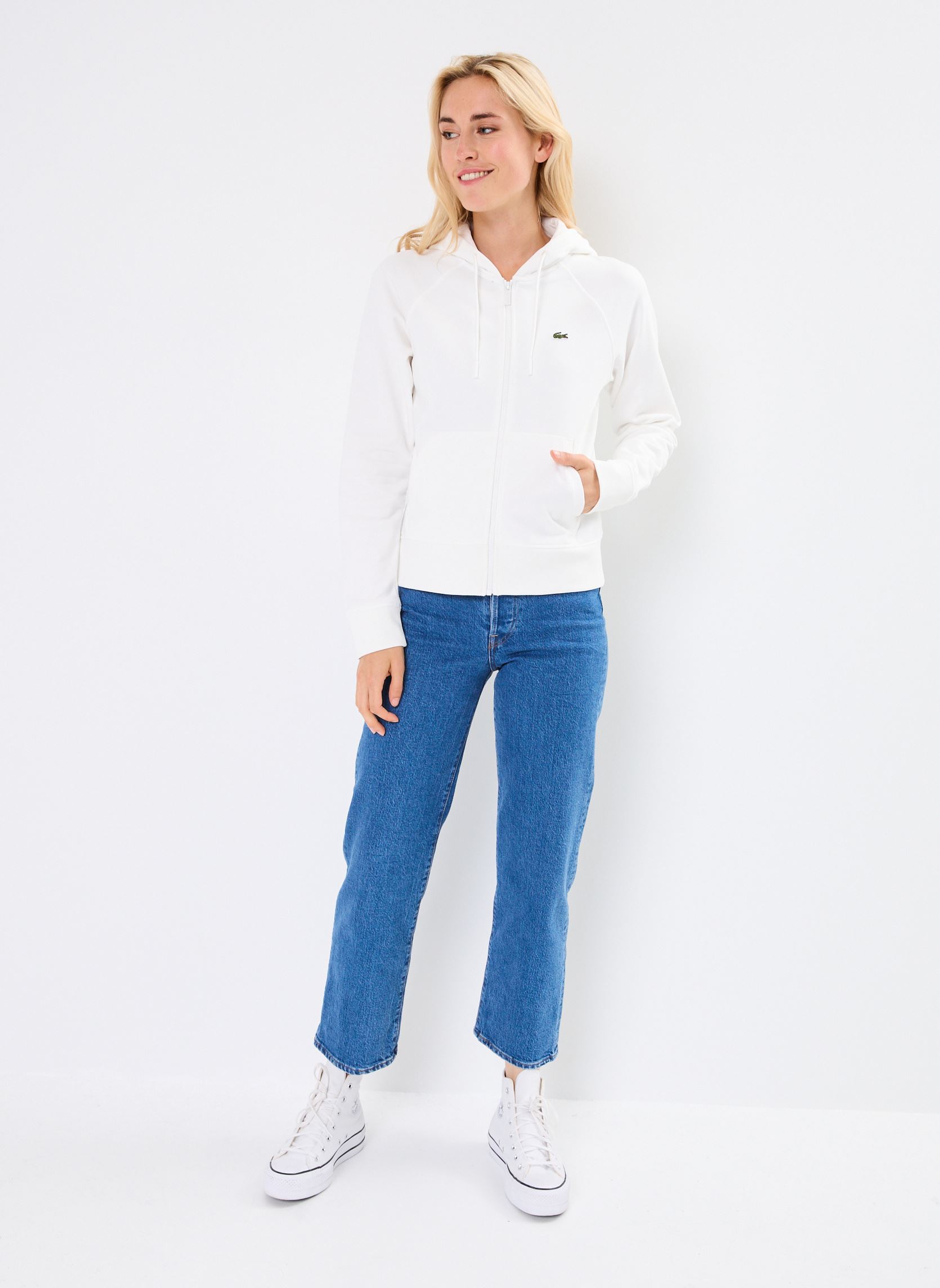 Sweats zippés Hoodie Zippé SF9213 femme blanc Lacoste Sweats zippés Hoodie Zippé SF9213 femme blanc FARINE