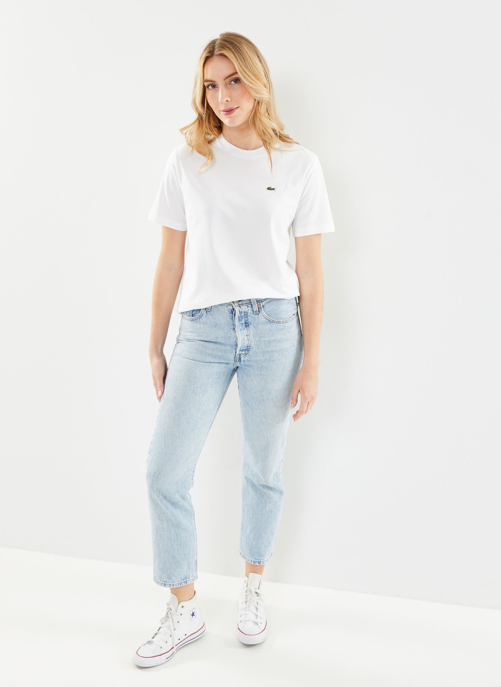 Tee-shirts manches courtes Tee Shirt TF7215 femme blanc Lacoste Tee-shirts manches courtes Tee Shirt TF7215 femme blanc BLANC