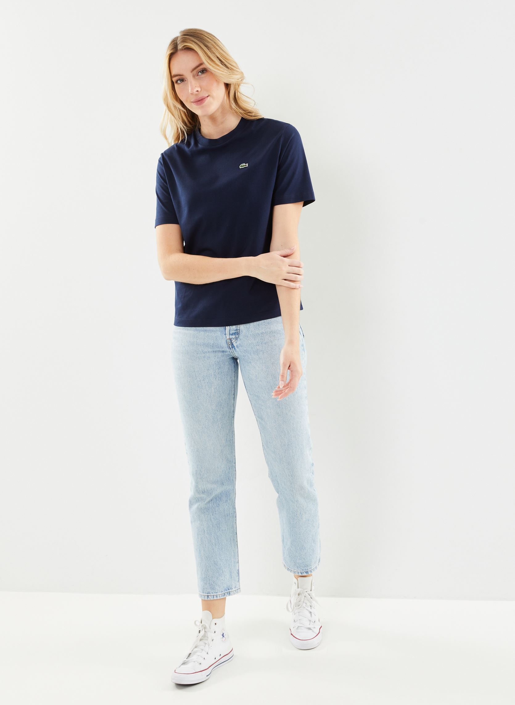Tee-shirts manches courtes Tee Shirt TF7215 femme bleu Lacoste Tee-shirts manches courtes Tee Shirt TF7215 femme bleu MARINE