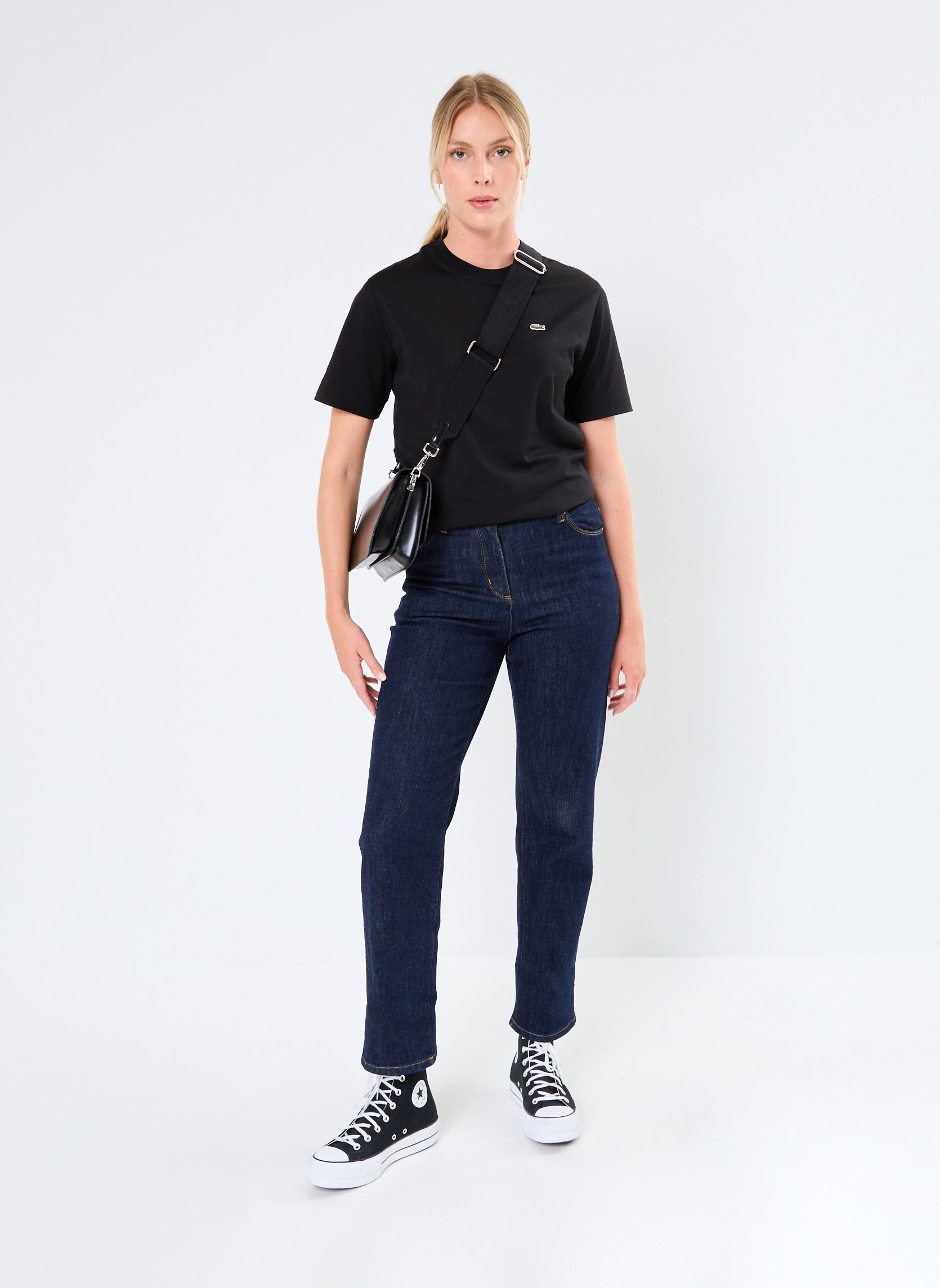Kurzarm-T-Shirts Tee Shirt TF7215 damen schwarz Lacoste Kurzarm-T-Shirts Tee Shirt TF7215 damen schwarz NOIR