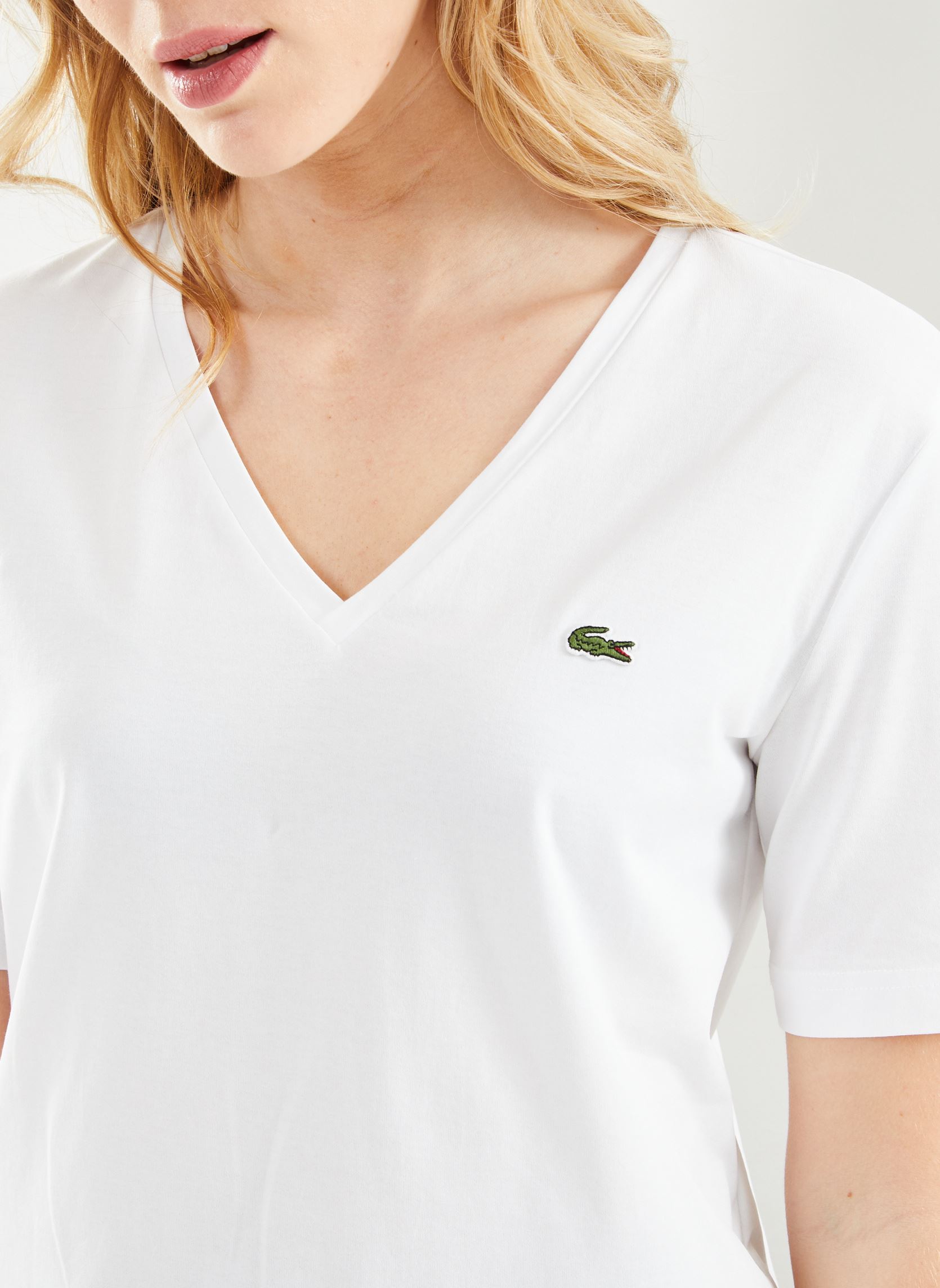 Tee-shirts manches courtes Tee Shirt col V TF7300 femme blanc Lacoste Tee-shirts manches courtes Tee Shirt col V TF7300 femme blanc BLANC