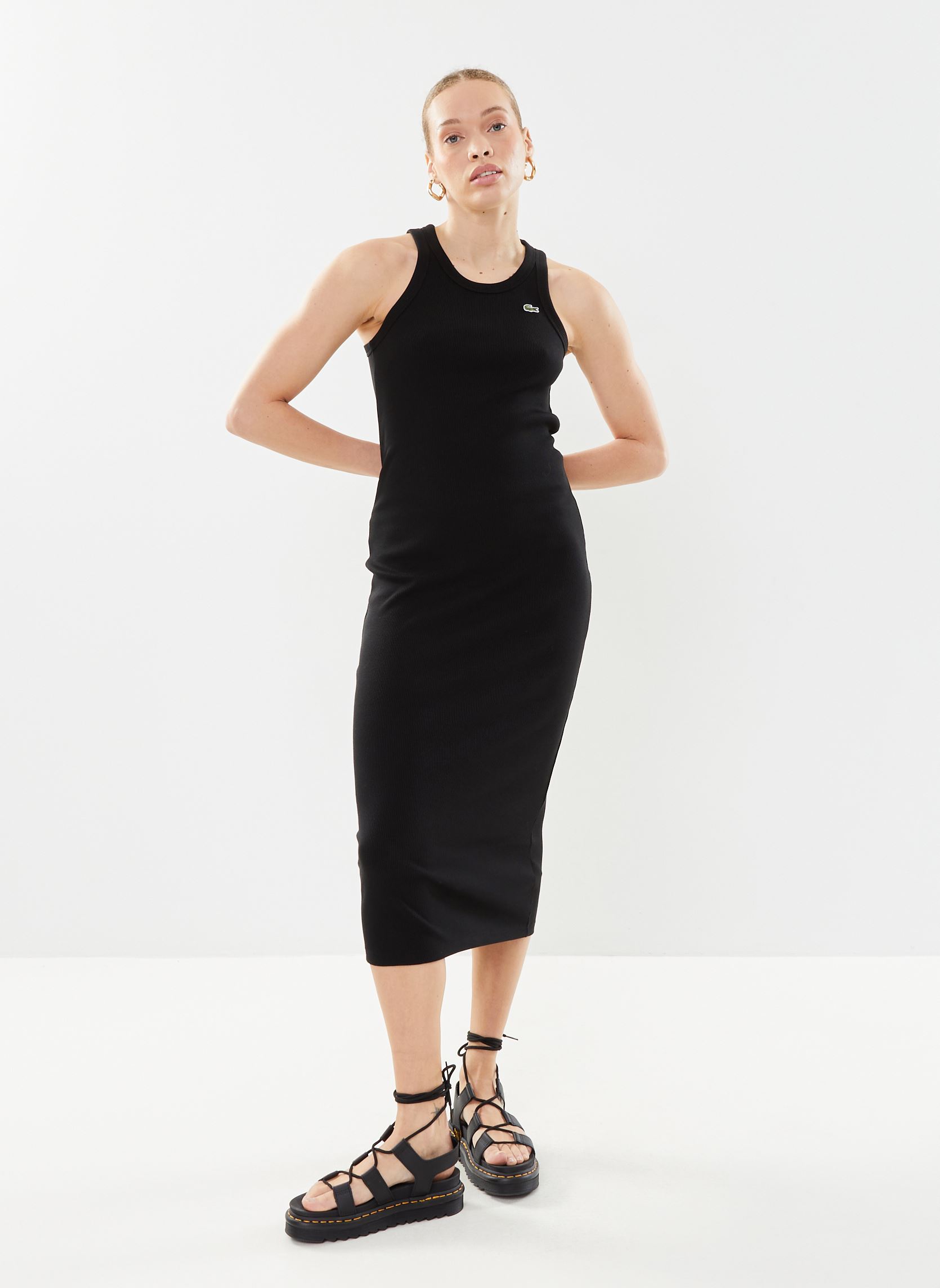 Lange Kleider Robe Longue EF5512 damen schwarz Lacoste Lange Kleider Robe Longue EF5512 damen schwarz NOIR