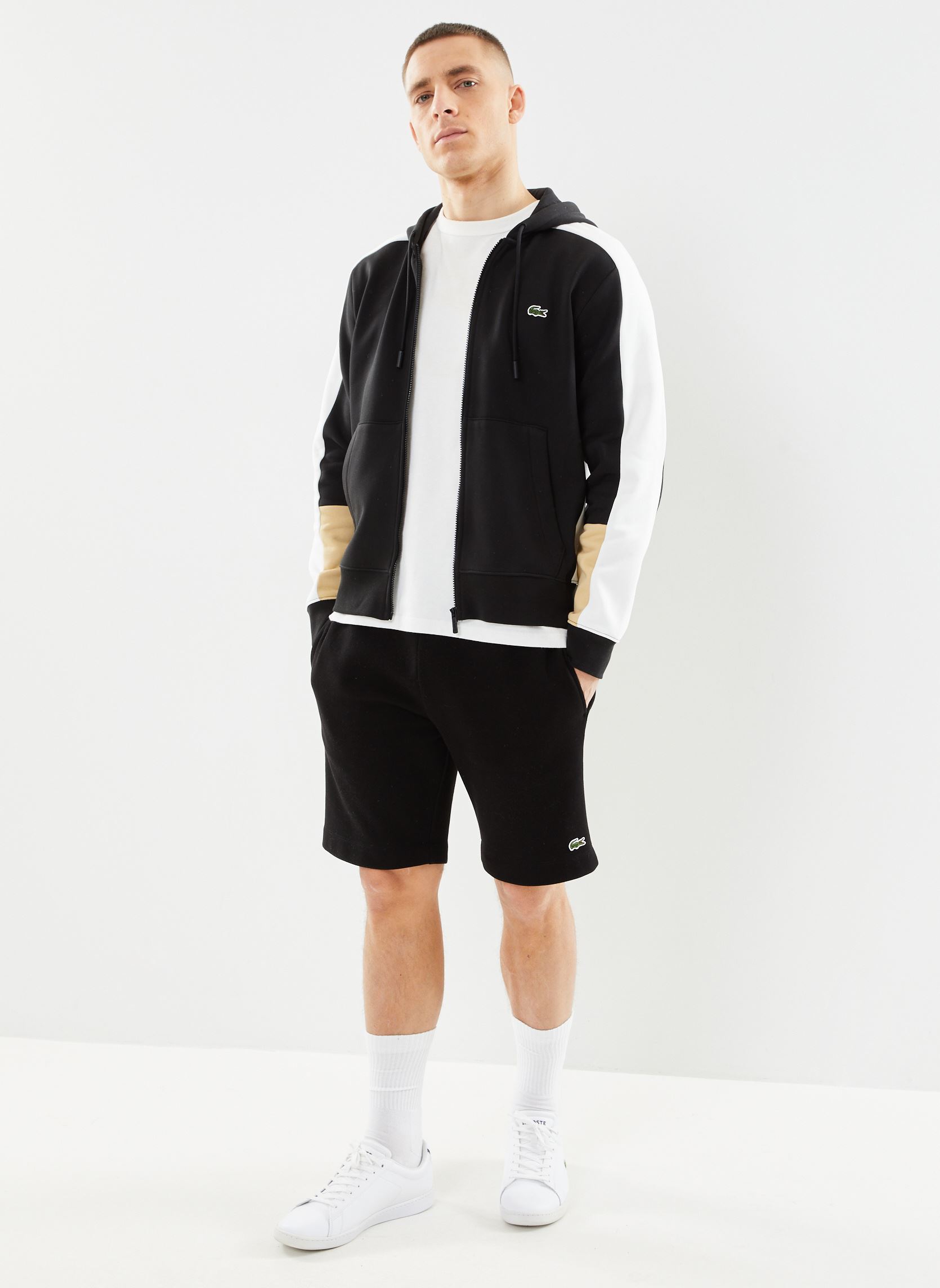 Sweats zippés Hoodie Zippé SH1301 homme noir Lacoste Sweats zippés Hoodie Zippé SH1301 homme noir NOIR/FARINE-CROISSANT