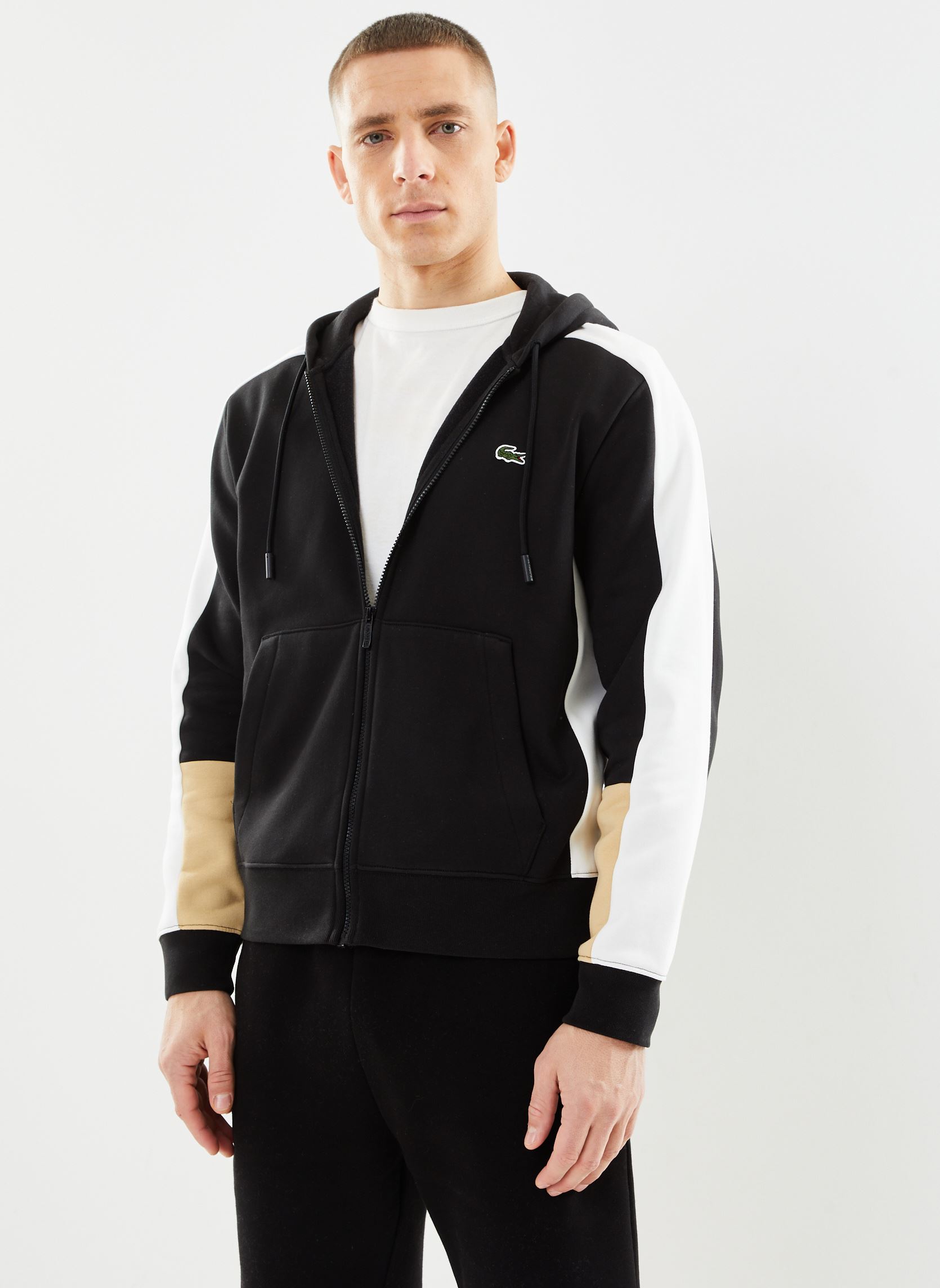 Sweats zippés Hoodie Zippé SH1301 homme noir Lacoste Sweats zippés Hoodie Zippé SH1301 homme noir NOIR/FARINE-CROISSANT