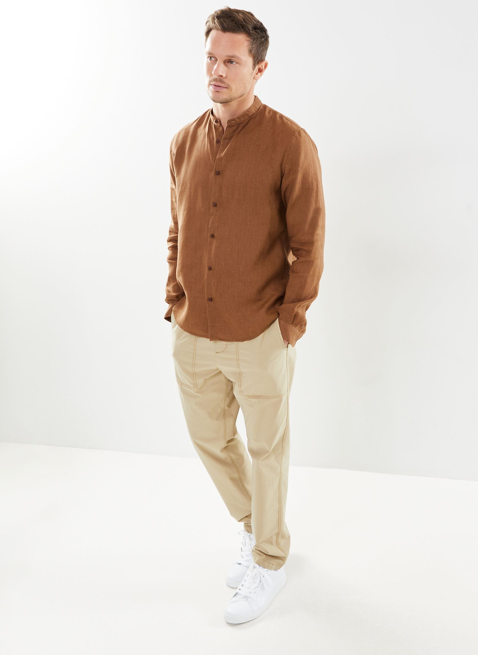 Chemises MY12083 homme marron IKKS Men Chemises MY12083 homme marron CARAMEL