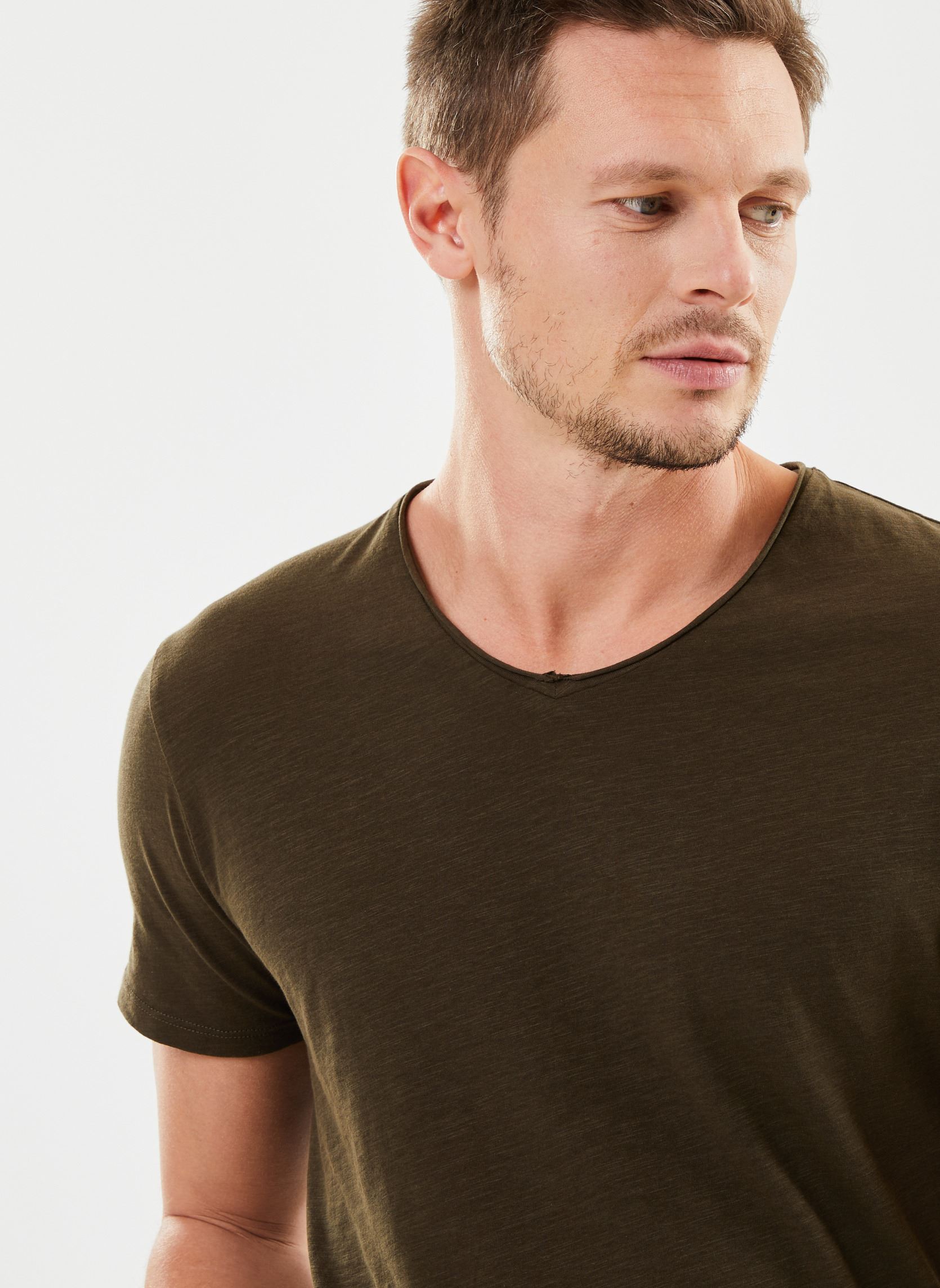 Tee-shirts manches courtes MT10003 homme vert IKKS Men Tee-shirts manches courtes MT10003 homme vert Dark Kaki
