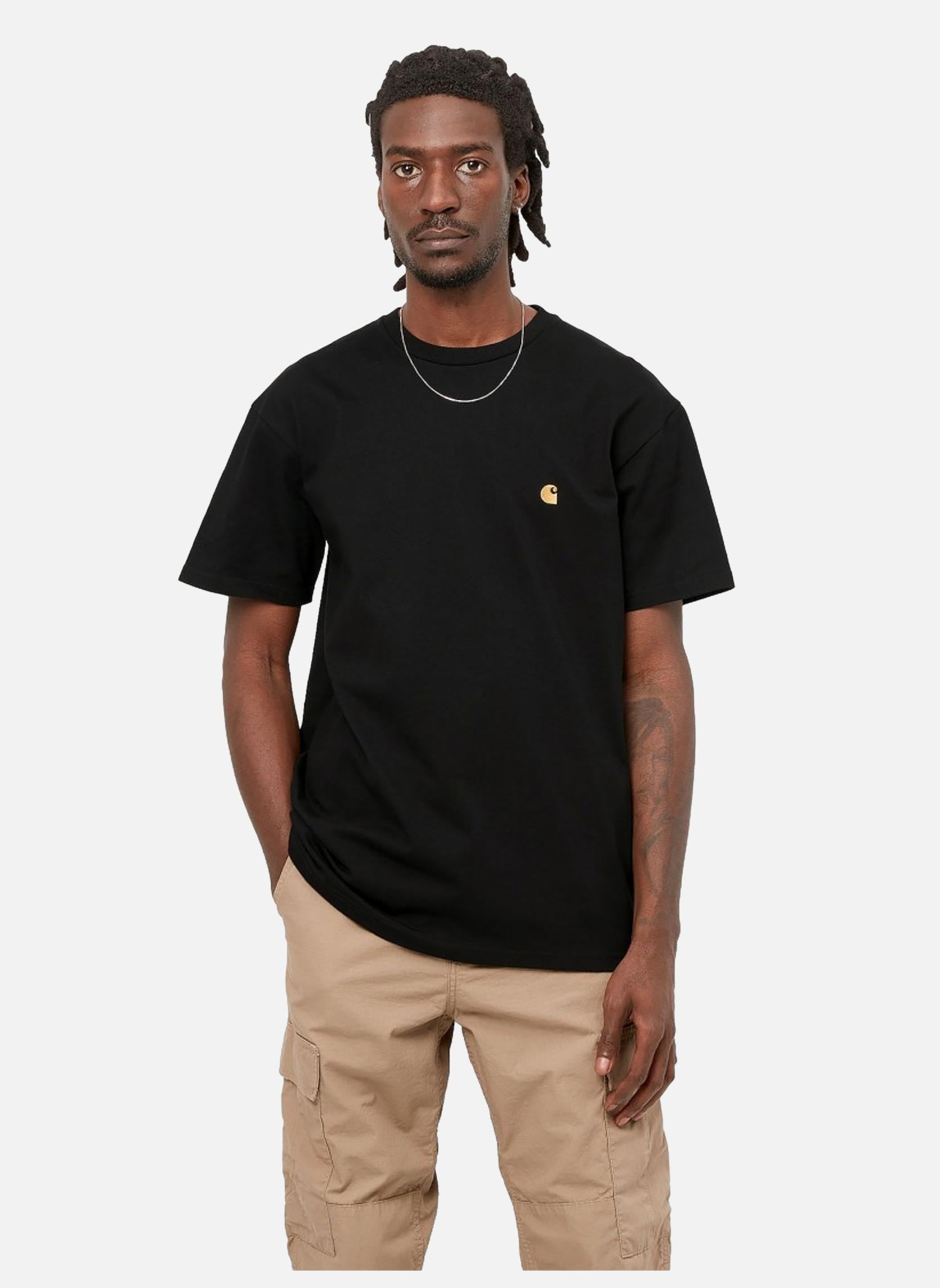 Tee-shirts T-Shirt à manches courtes Carhartt Chase Noir homme noir Carhartt WIP Tee-shirts T-Shirt à manches courtes Carhartt Chase Noir homme noir Noir