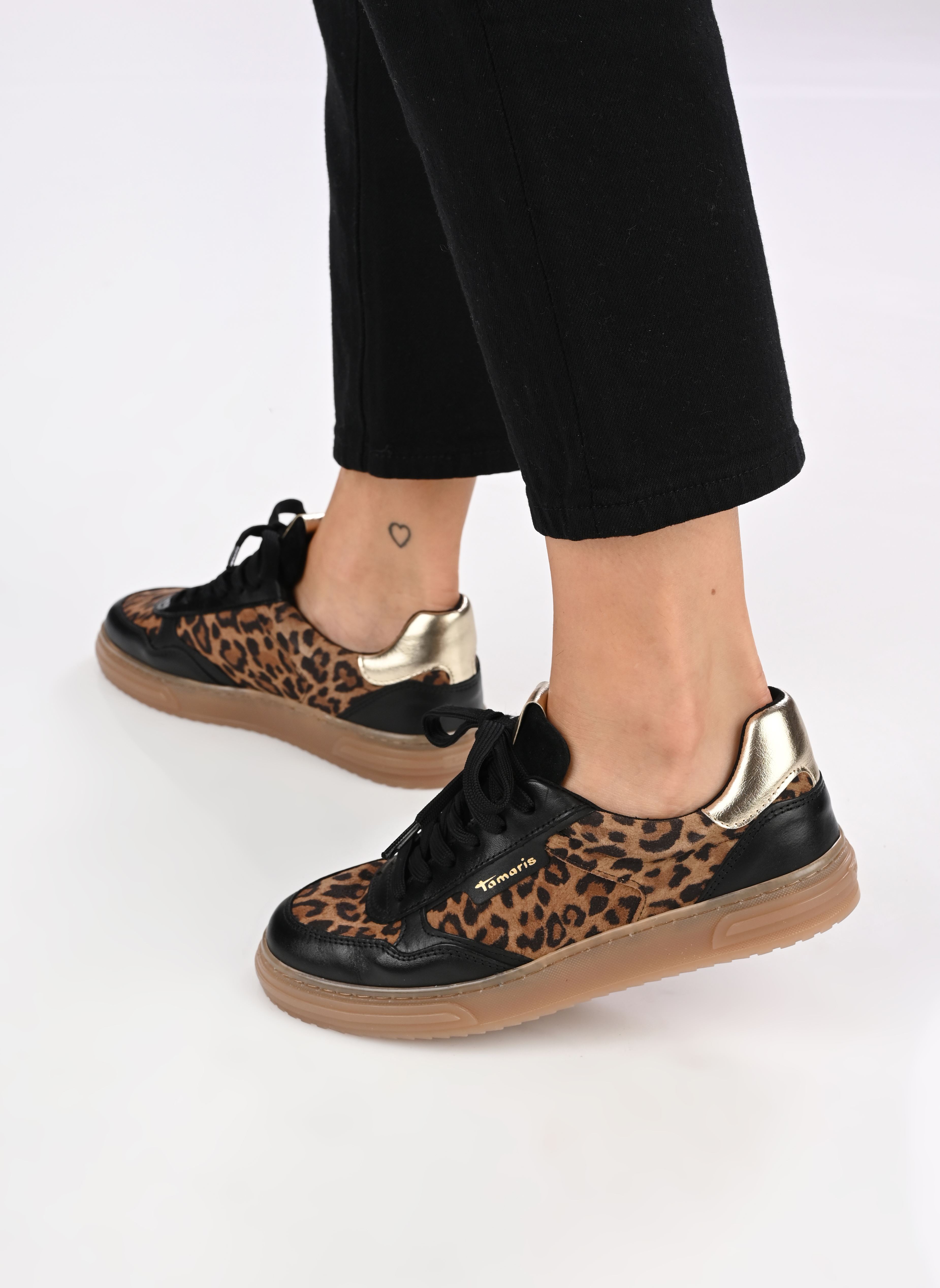 Lage sneakers 23617-42 dames bruin Tamaris Lage sneakers 23617-42 dames bruin LEOPARD COMB