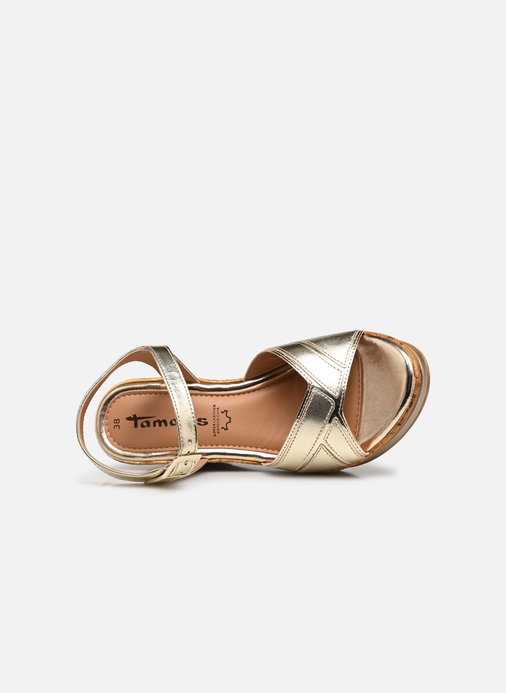 Sandalen met sleehak en plateau 28027-42 dames zilver Tamaris Sandalen met sleehak en plateau 28027-42 dames zilver LIGHT GOLD MET