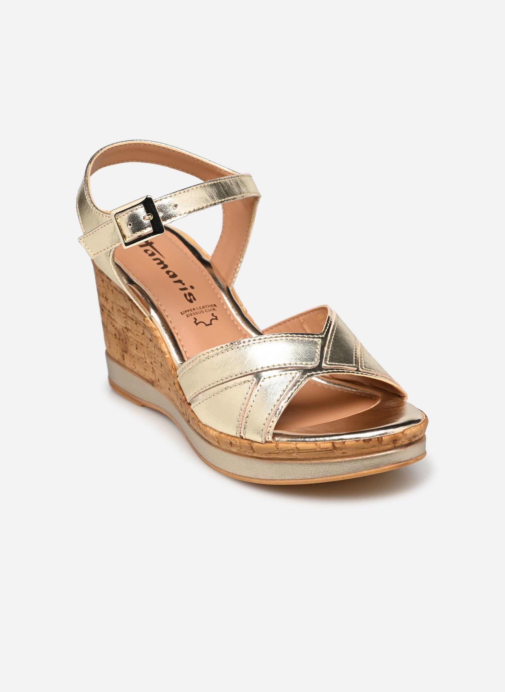 Sandalen met sleehak en plateau 28027-42 dames zilver Tamaris Sandalen met sleehak en plateau 28027-42 dames zilver LIGHT GOLD MET