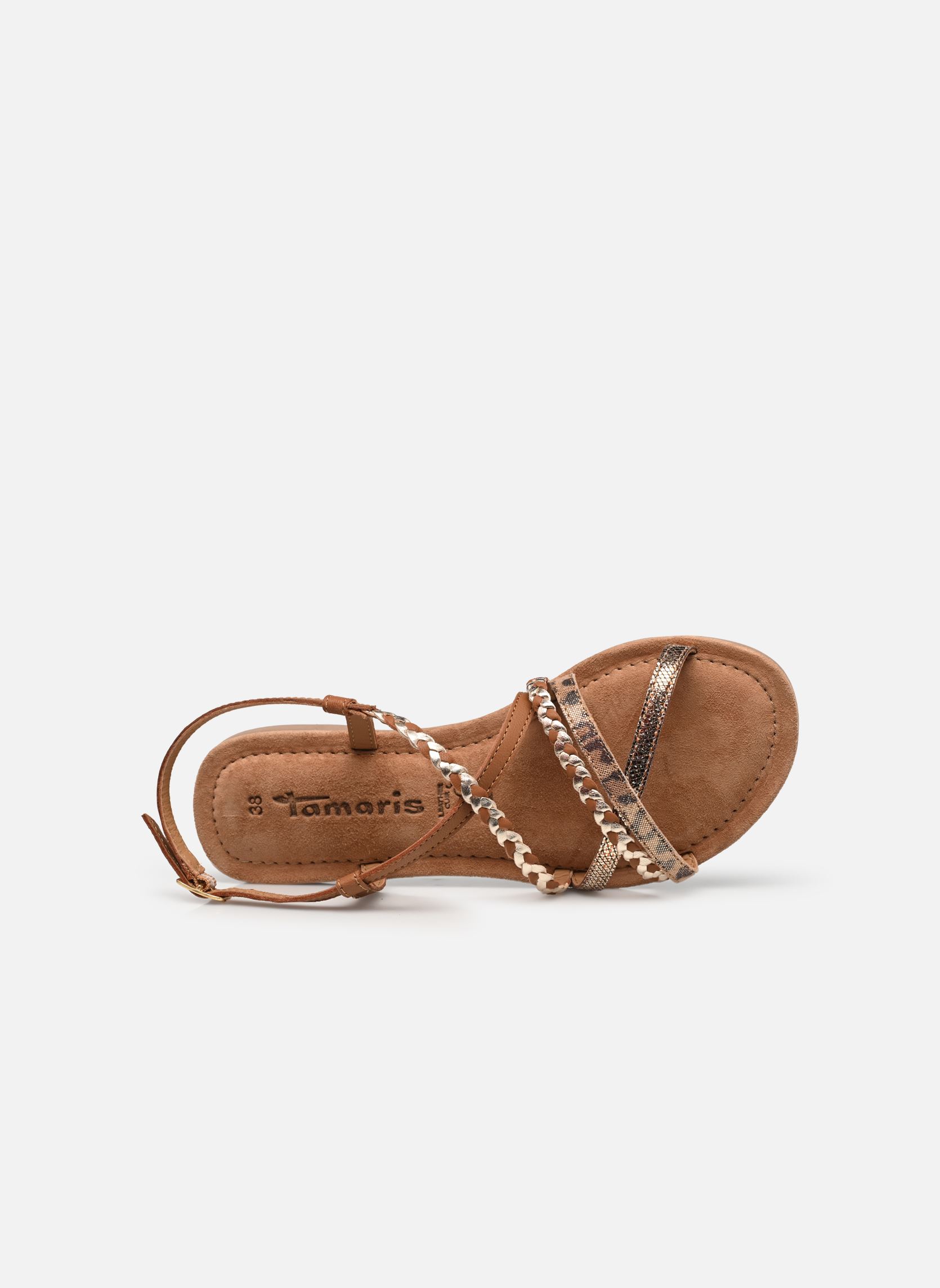 Platte sandalen 28139-42 dames bruin Tamaris Platte sandalen 28139-42 dames bruin COGNAC COMB
