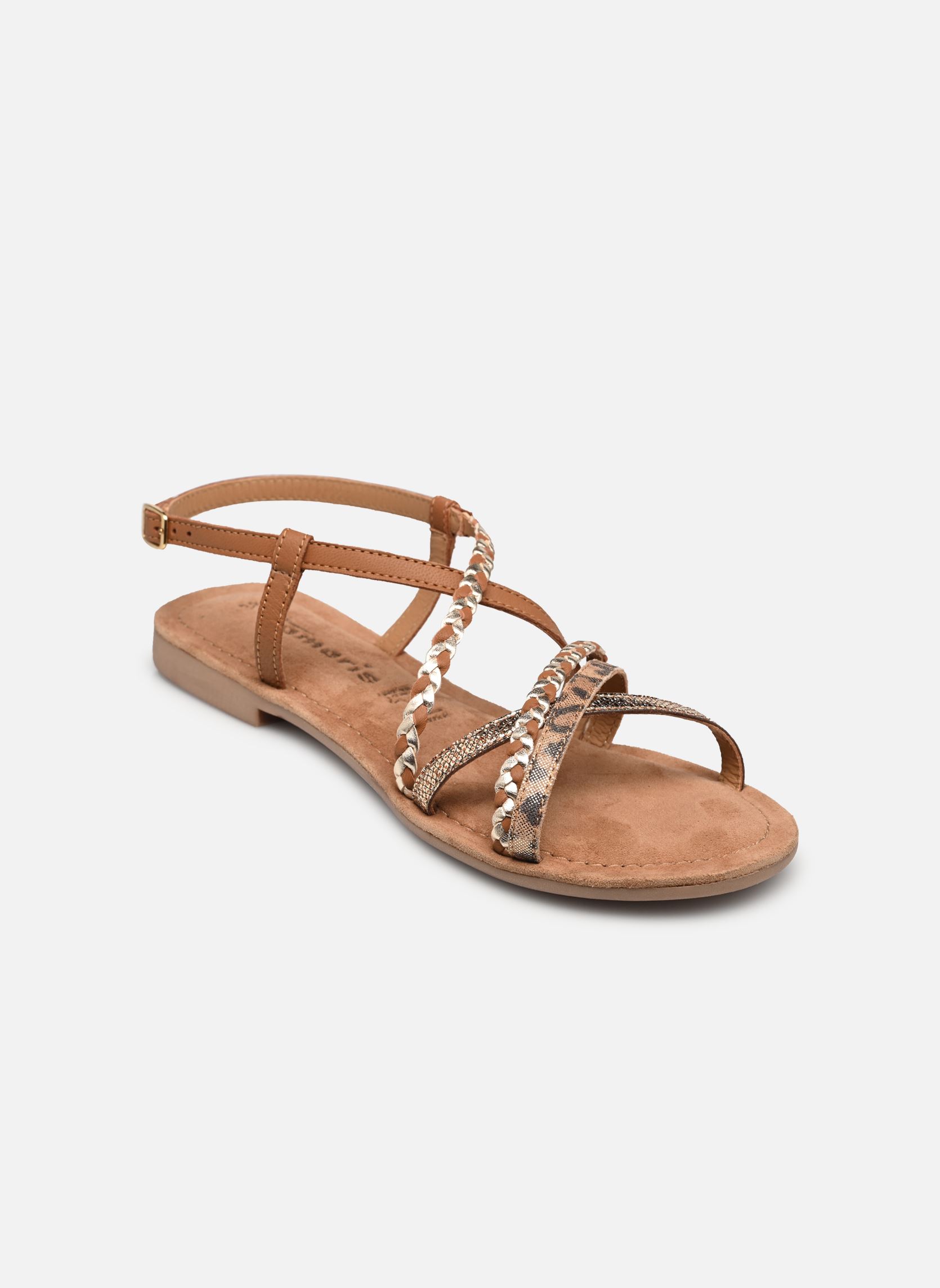 Platte sandalen 28139-42 dames bruin Tamaris Platte sandalen 28139-42 dames bruin COGNAC COMB