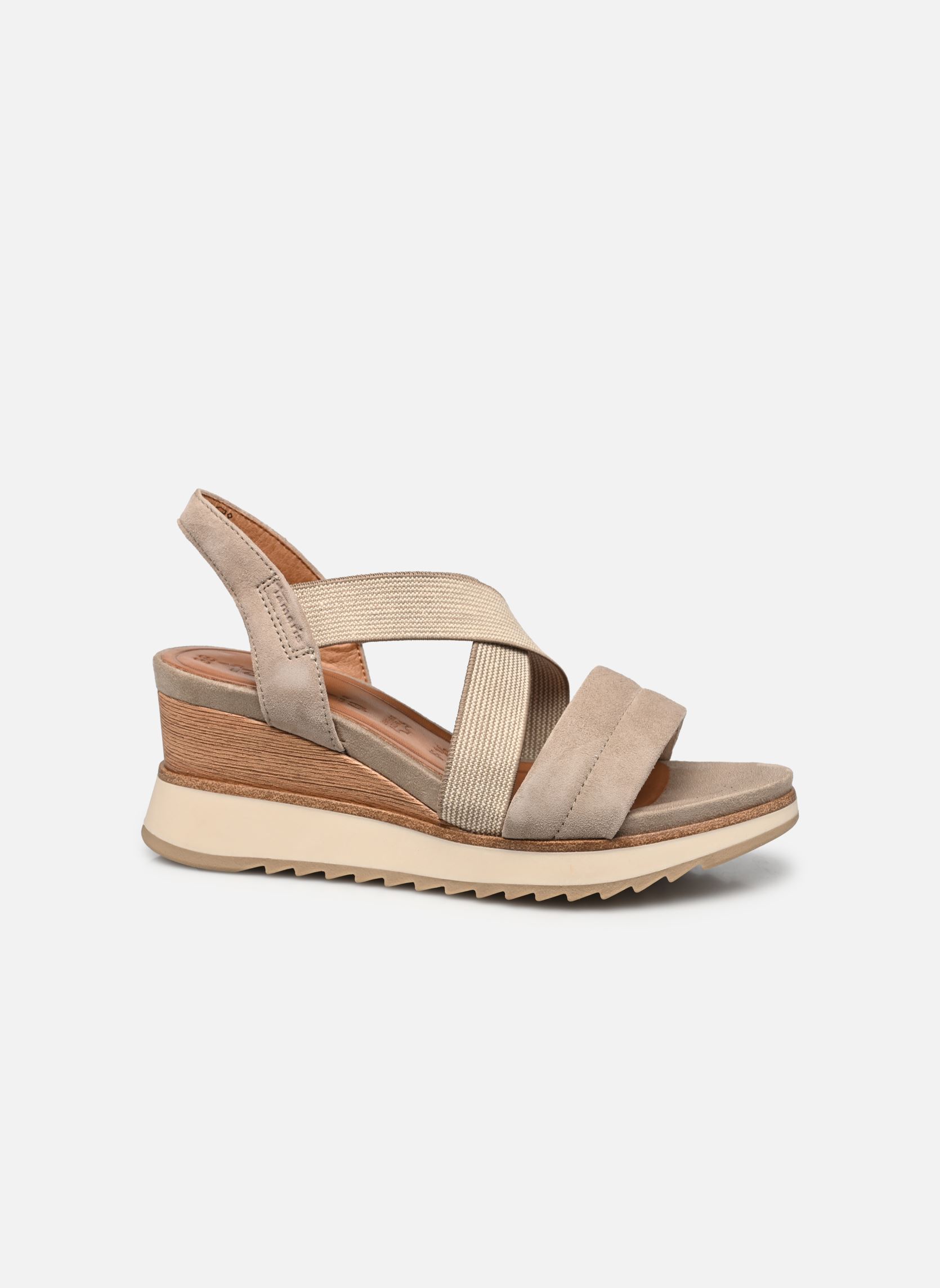 Sandalen met sleehak en plateau 28338-42 dames beige Tamaris Sandalen met sleehak en plateau 28338-42 dames beige MUD