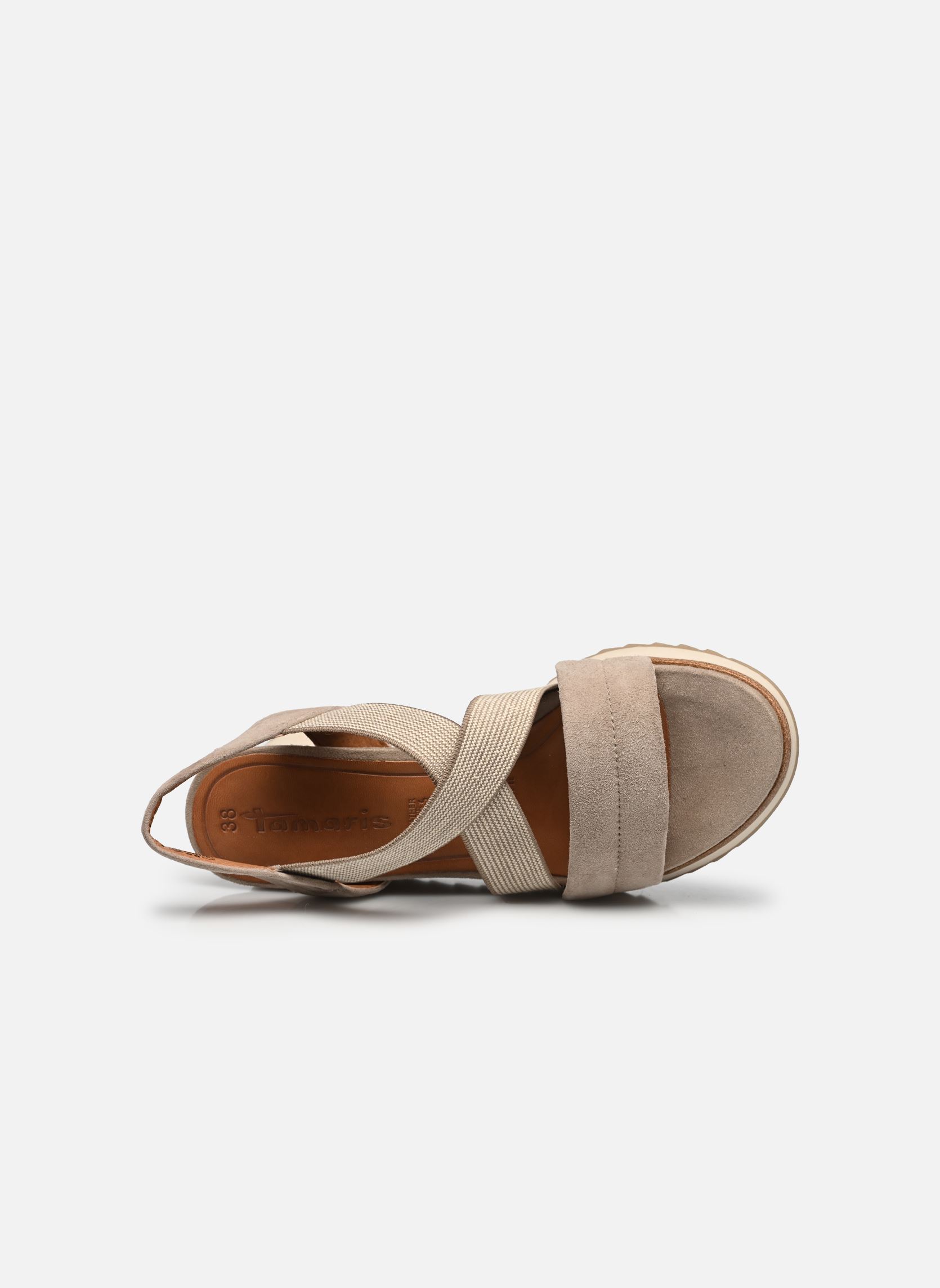 Sandalen met sleehak en plateau 28338-42 dames beige Tamaris Sandalen met sleehak en plateau 28338-42 dames beige MUD