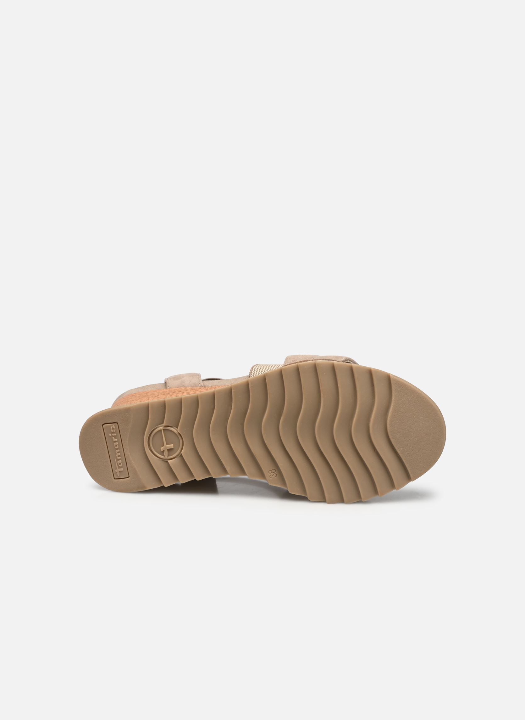 Sandalen met sleehak en plateau 28338-42 dames beige Tamaris Sandalen met sleehak en plateau 28338-42 dames beige MUD