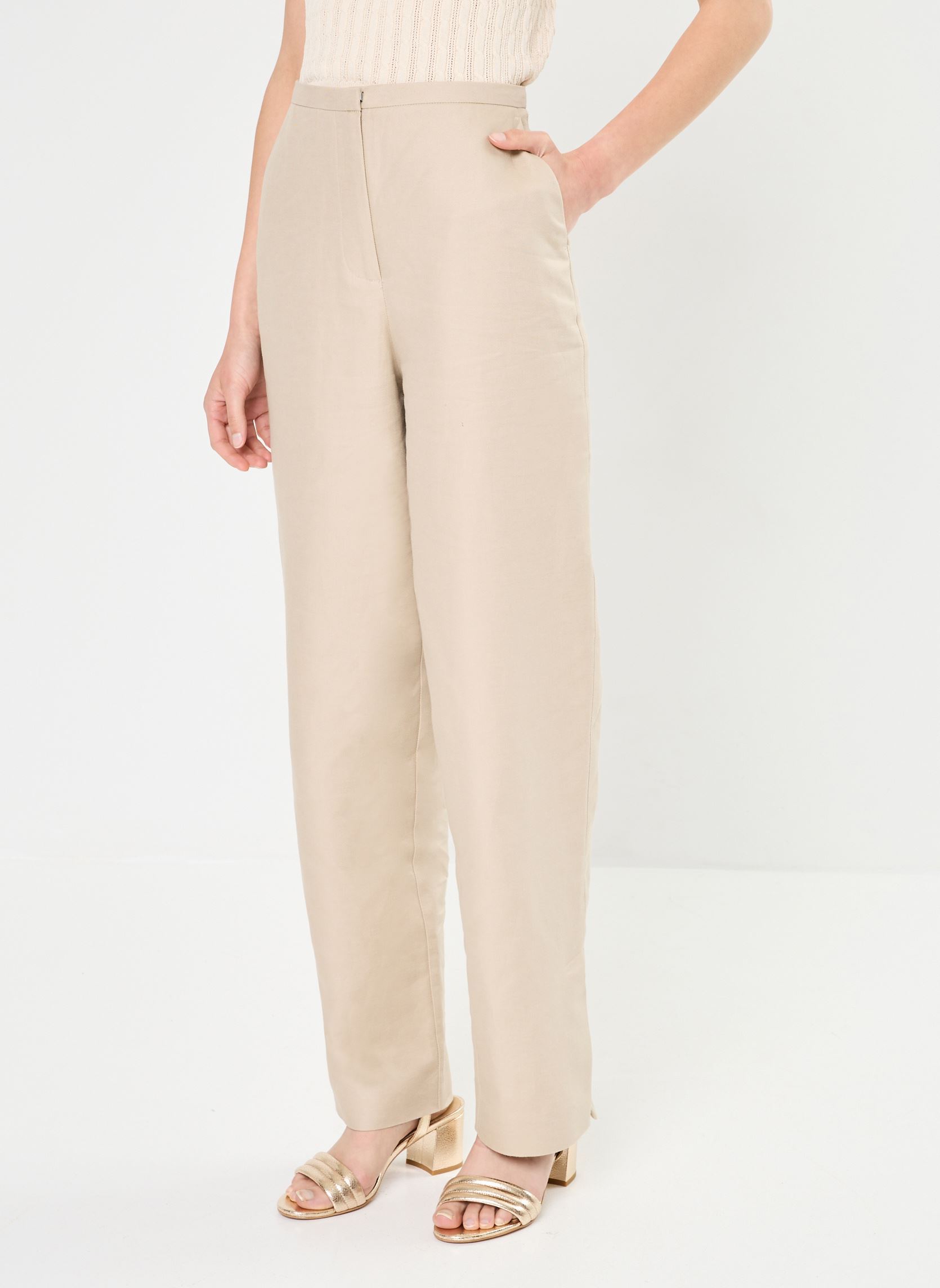 Pantaloni dritti Slfsine-Eliana Hw Straight Pant donna beige Selected Femme Pantaloni dritti Slfsine-Eliana Hw Straight Pant donna beige HUMUS