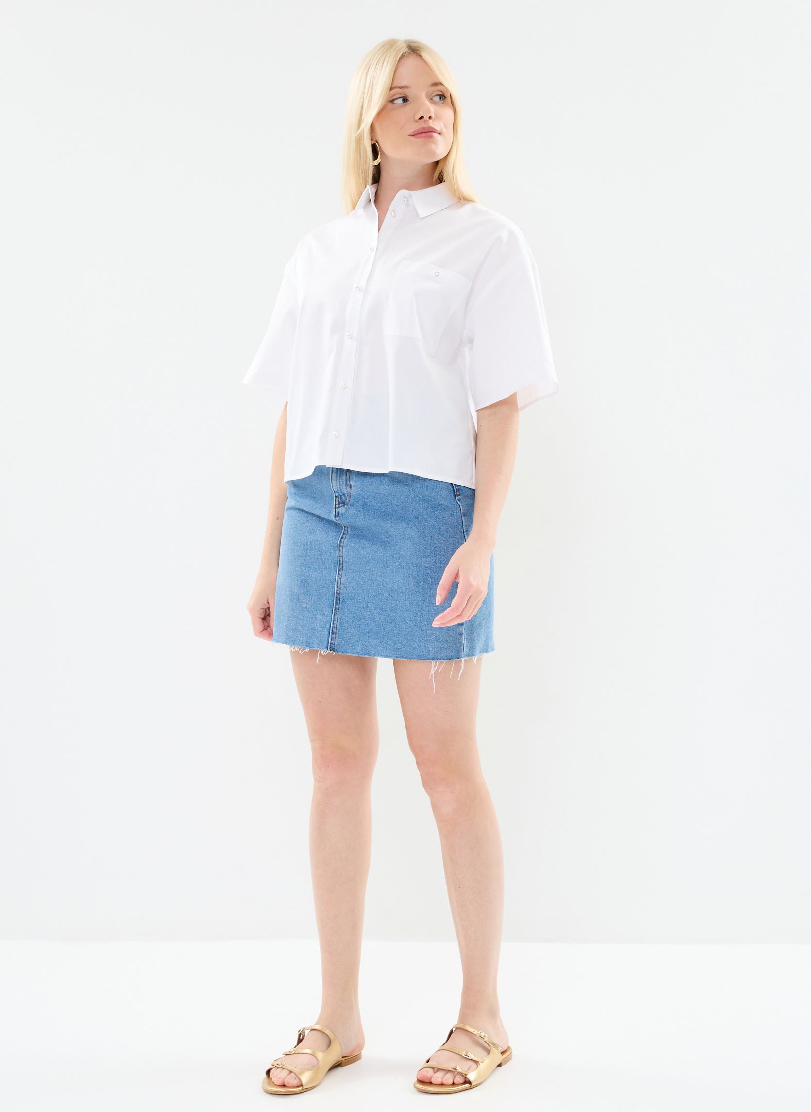 Kurzarm-Hemden Slfagnese 2/4 Cropped Pearl Shirt B damen weiß Selected Femme Kurzarm-Hemden Slfagnese 2/4 Cropped Pearl Shirt B damen weiß BRIGHT WHITE