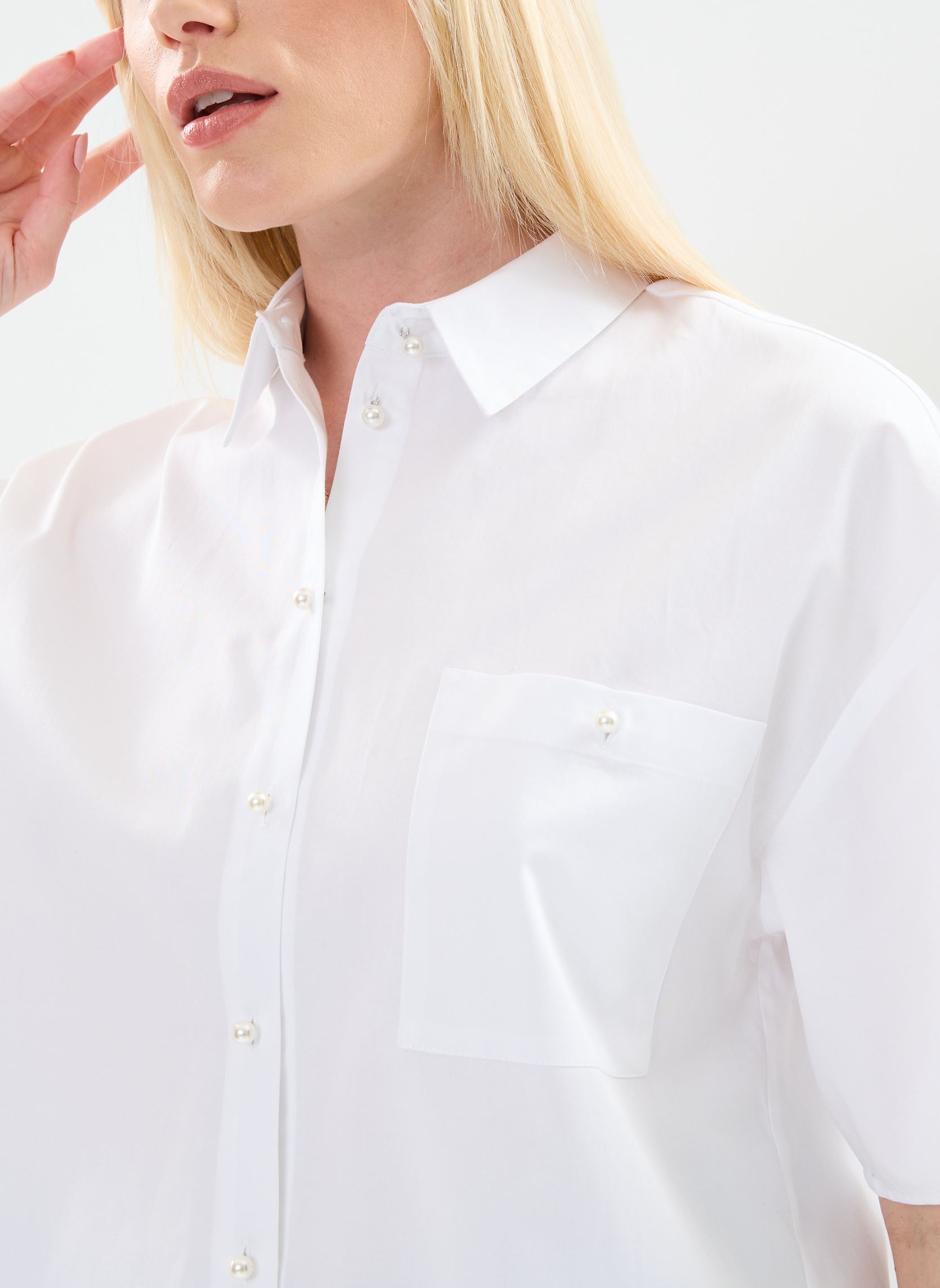 Kurzarm-Hemden Slfagnese 2/4 Cropped Pearl Shirt B damen weiß Selected Femme Kurzarm-Hemden Slfagnese 2/4 Cropped Pearl Shirt B damen weiß BRIGHT WHITE
