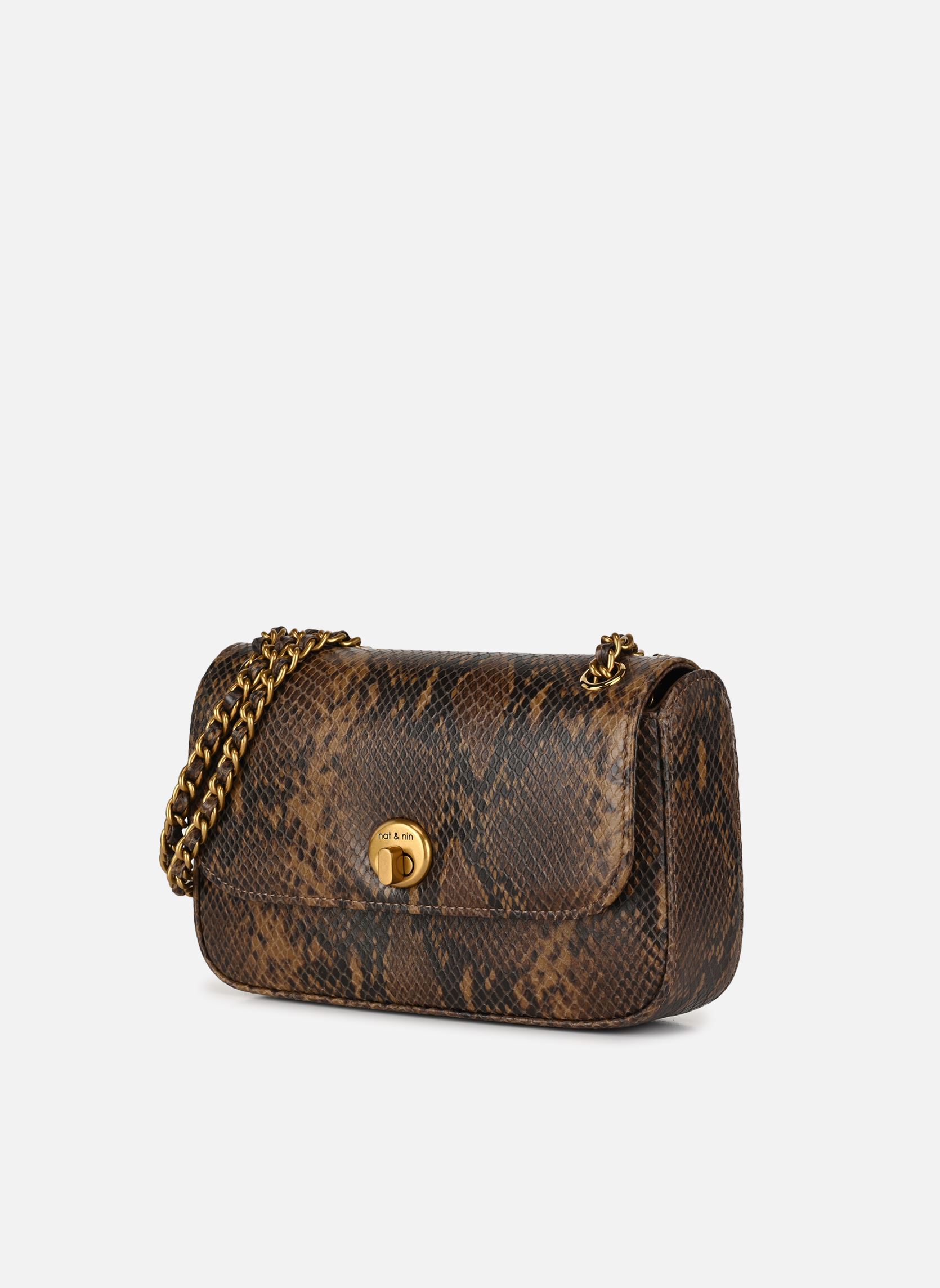 Sacs bandoulière MINI GRACE femme marron Nat & Nin Sacs bandoulière MINI GRACE femme marron PYTHON KAKI