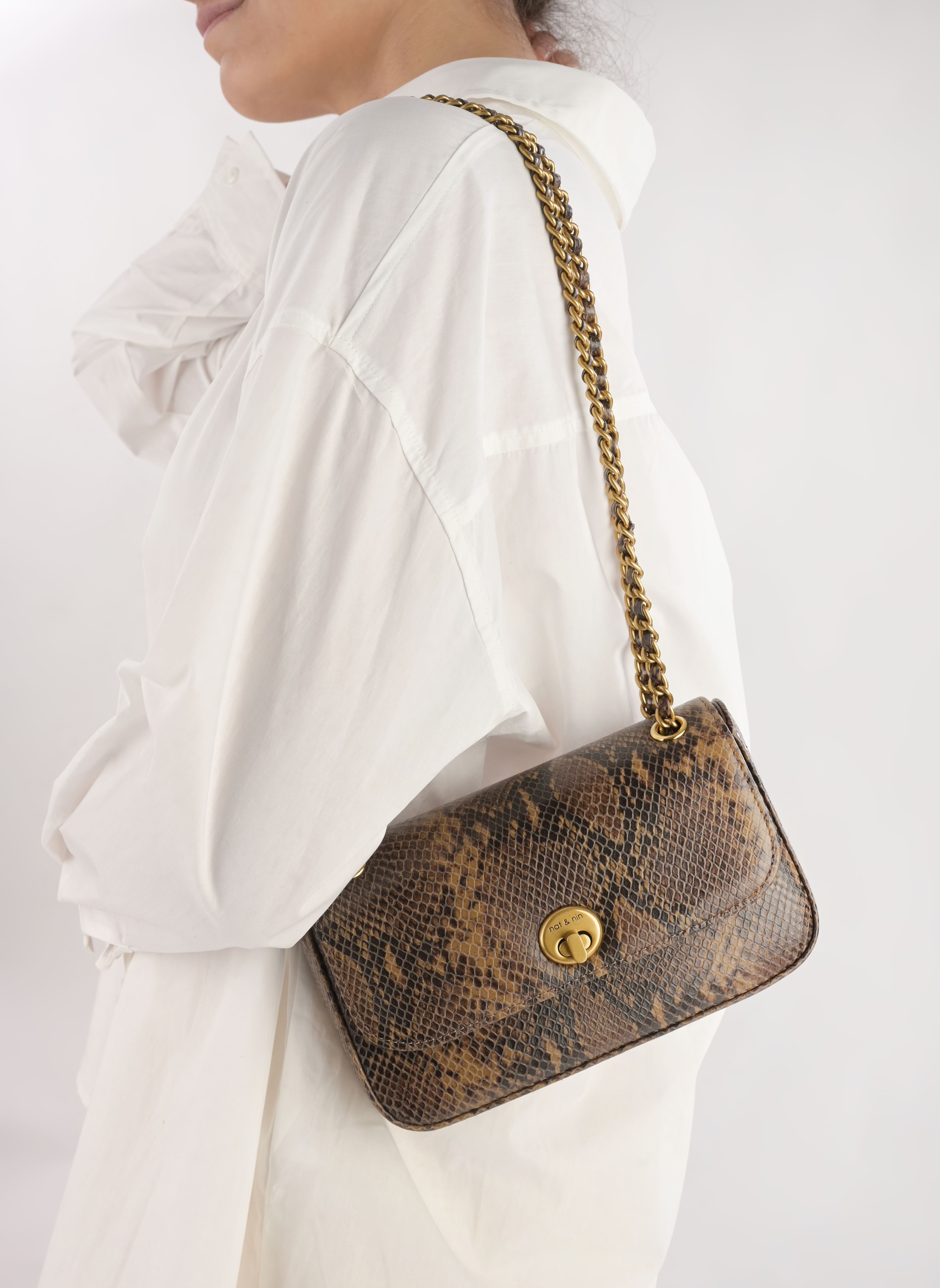 Sacs bandoulière MINI GRACE femme marron Nat & Nin Sacs bandoulière MINI GRACE femme marron PYTHON KAKI