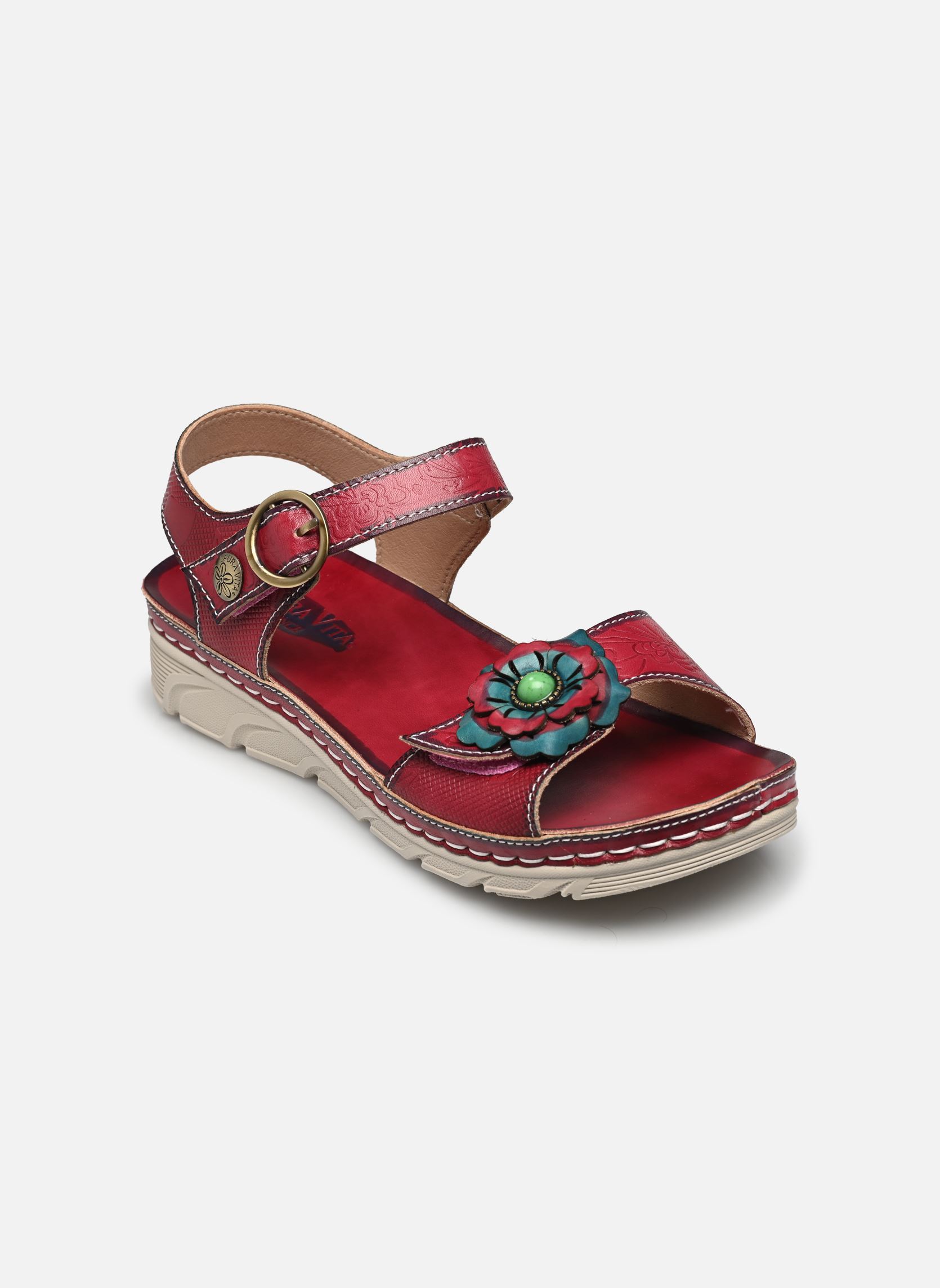 Sandales compensées et plateformes Dorry 03 femme rouge Laura Vita Sandales compensées et plateformes Dorry 03 femme rouge Cerise