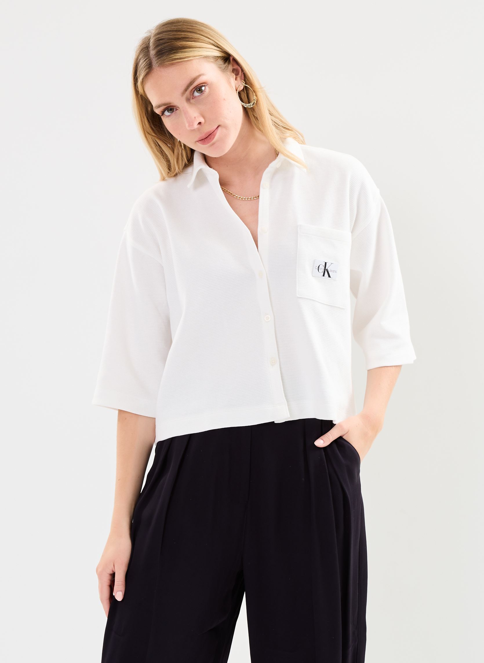 Vêtements Calvin Klein Jeans Waffle Loose Shirt pour Accessoires