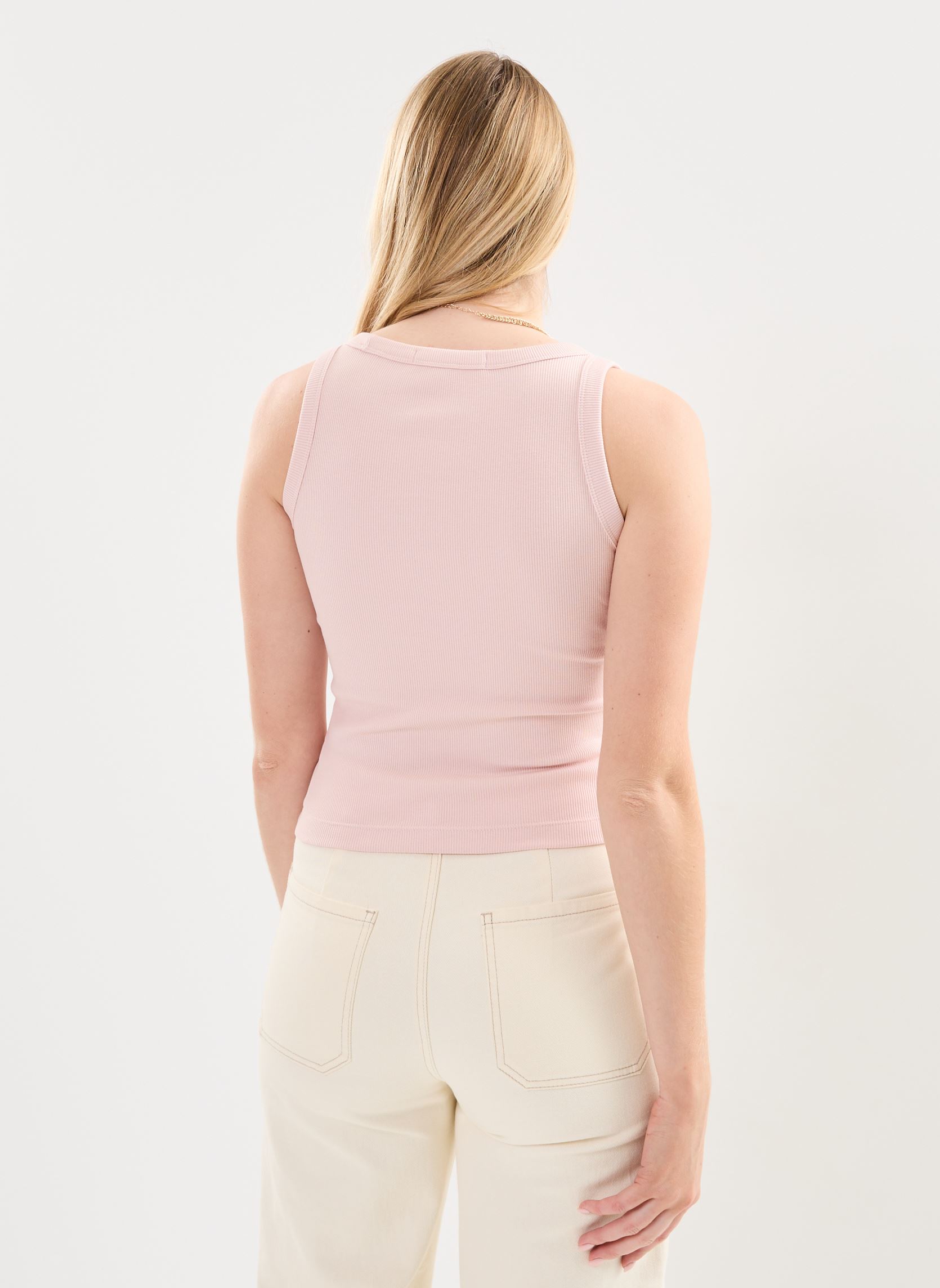 Débardeurs Woven Label Rib Tank femme rose Calvin Klein Jeans Débardeurs Woven Label Rib Tank femme rose SEPIA ROSE