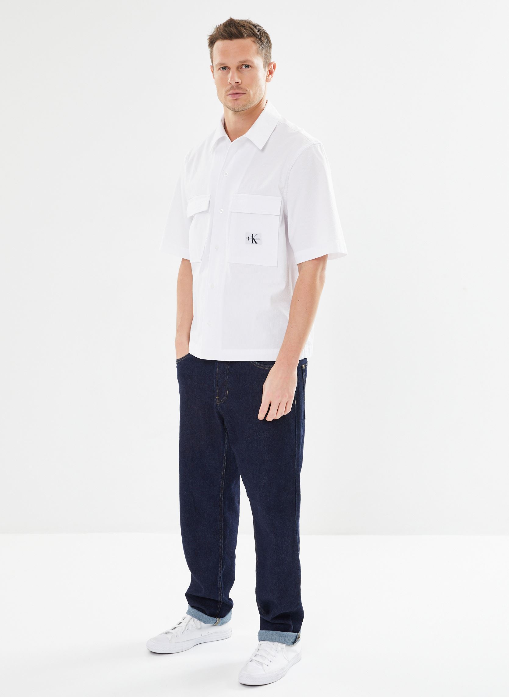 Tee-shirts manches longues Seersucker Ss Shirt homme blanc Calvin Klein Jeans Tee-shirts manches longues Seersucker Ss Shirt homme blanc BRIGHT WHITE