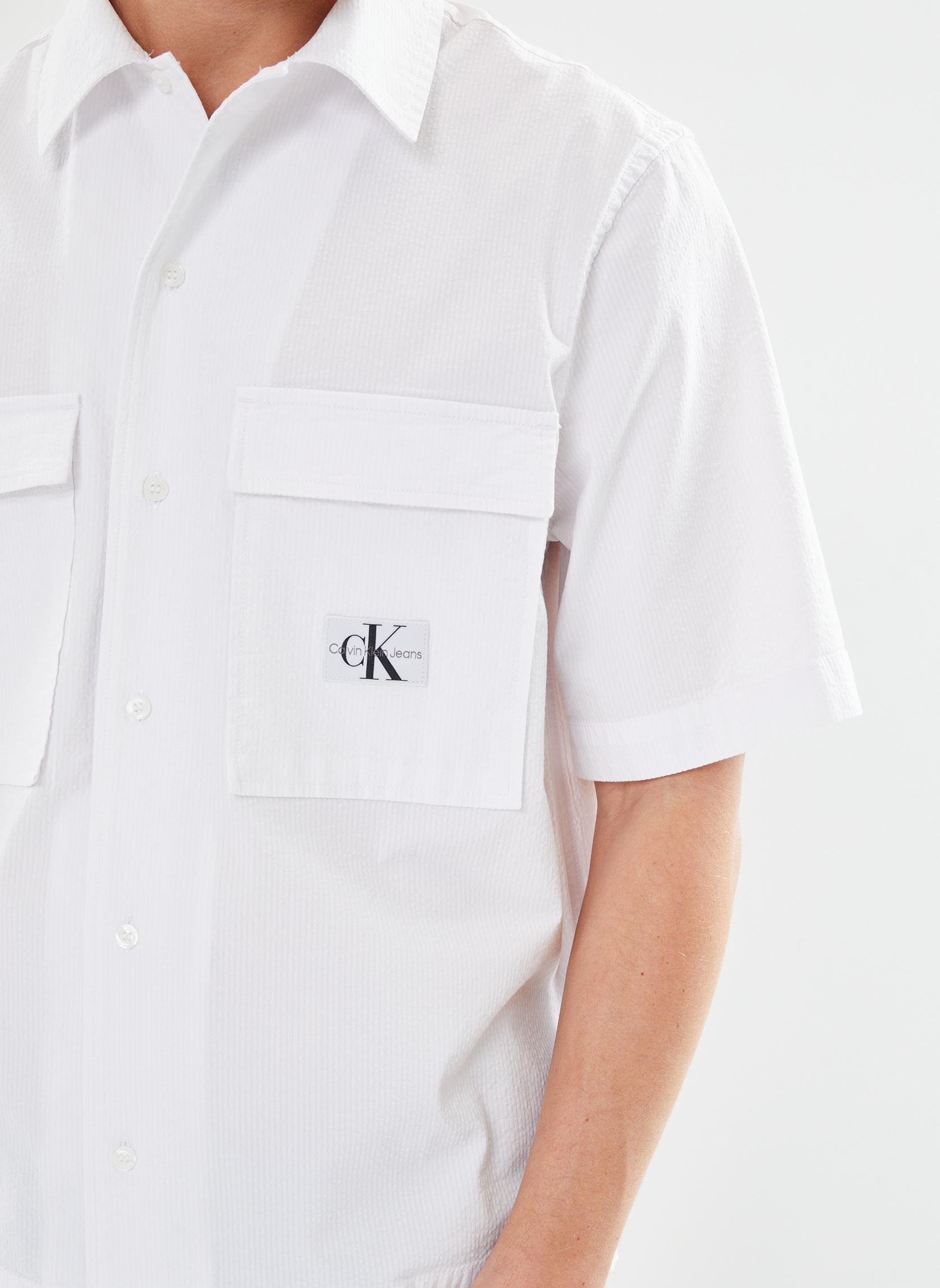 Tee-shirts manches longues Seersucker Ss Shirt homme blanc Calvin Klein Jeans Tee-shirts manches longues Seersucker Ss Shirt homme blanc BRIGHT WHITE