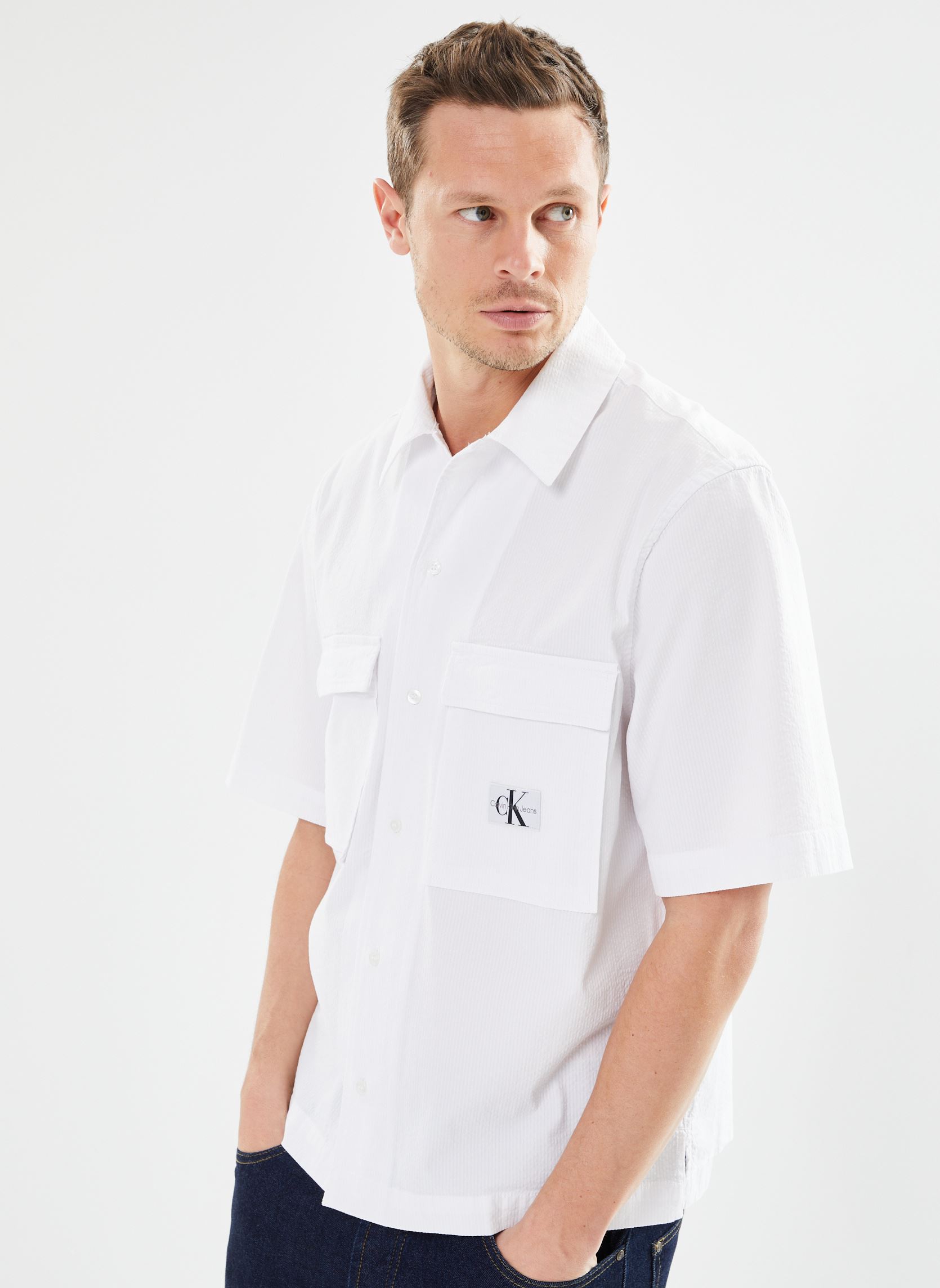 Vêtements Calvin Klein Jeans Seersucker Ss Shirt pour Accessoires