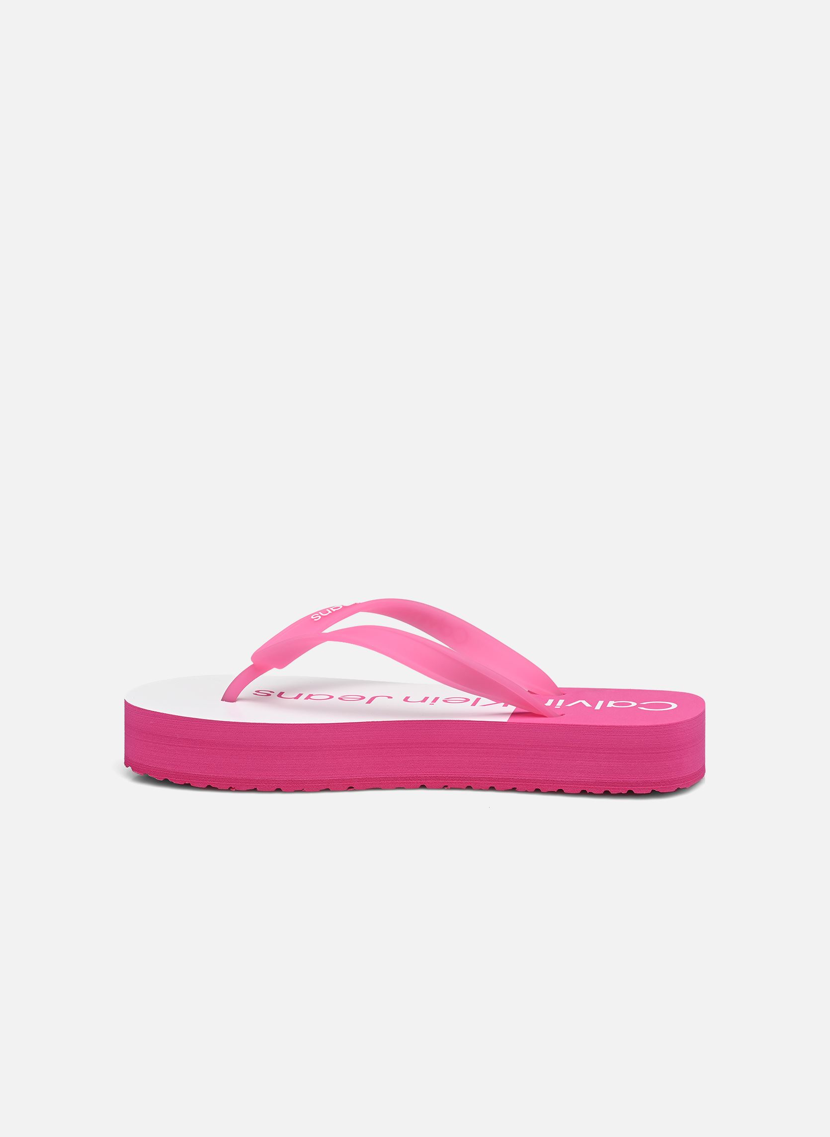 Flip-Flops BEACH SANDAL FLATFOR damen rosa Calvin Klein Flip-Flops BEACH SANDAL FLATFOR damen rosa FUCSIA FEDORA/BRIGHT WHITE