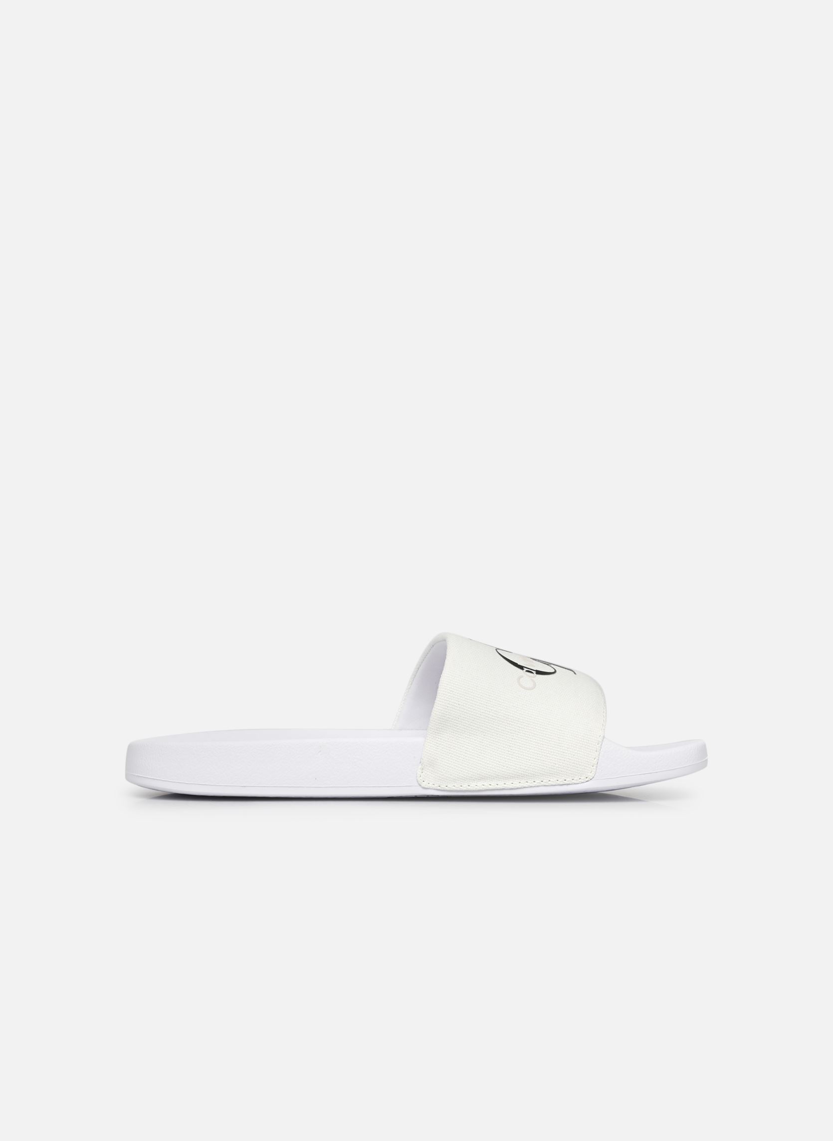 Flache Sandalen SLIDE MONOGRAM CO damen weiß Calvin Klein Flache Sandalen SLIDE MONOGRAM CO damen weiß BRIGHT WHITE/BLACK