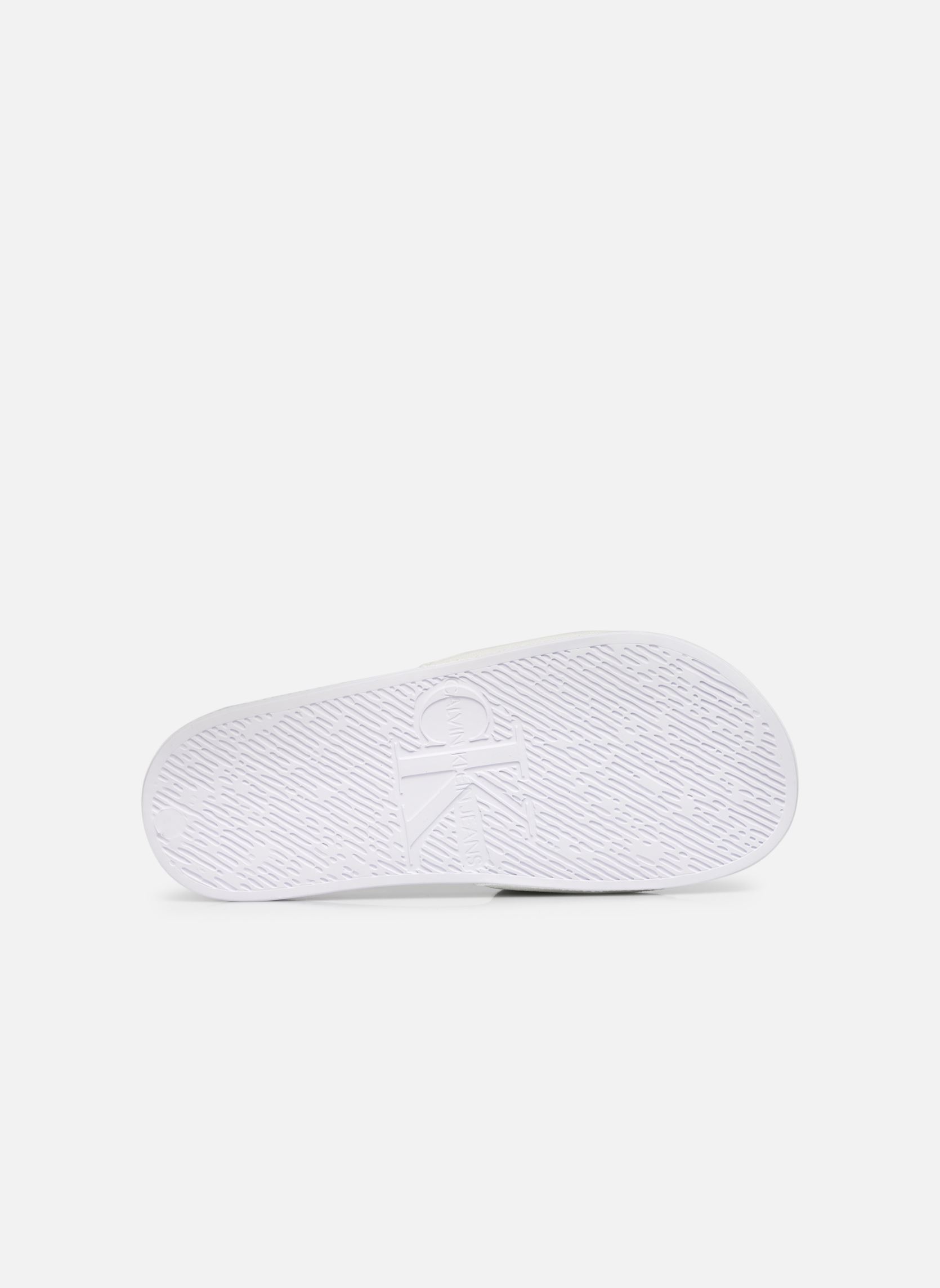 Flache Sandalen SLIDE MONOGRAM CO damen weiß Calvin Klein Flache Sandalen SLIDE MONOGRAM CO damen weiß BRIGHT WHITE/BLACK
