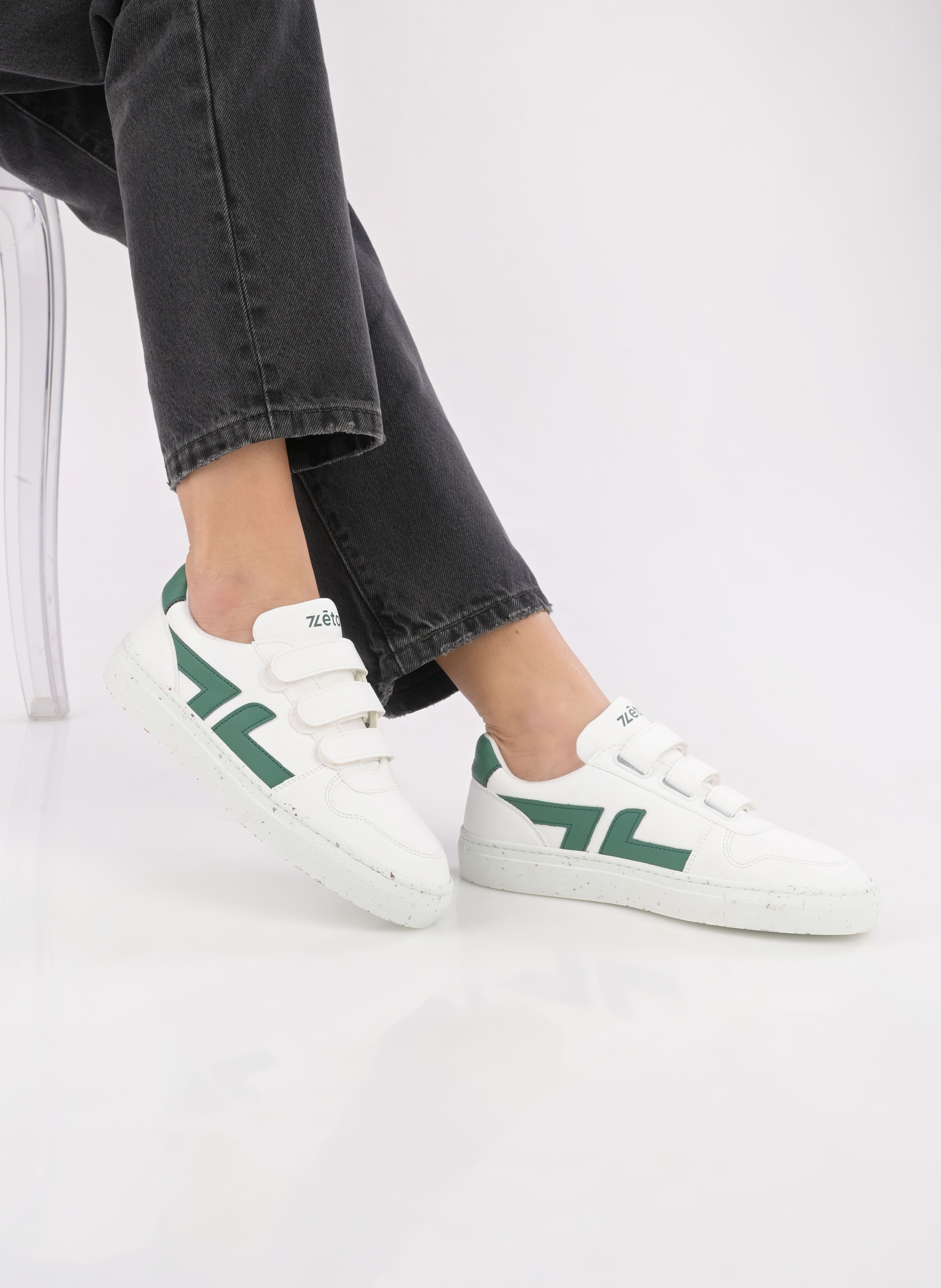 Baskets Velcro blanc Zèta Baskets Velcro blanc VERT