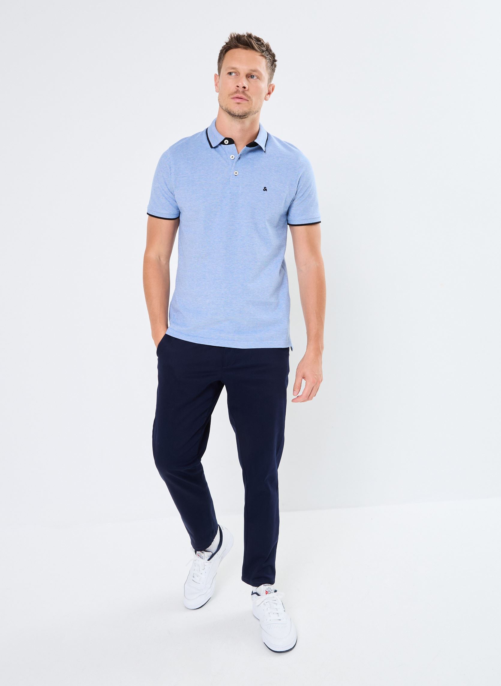 Polos manches courtes JJEPAULOS POLO SS NOOS homme blanc Jack & Jones Polos manches courtes JJEPAULOS POLO SS NOOS homme blanc BRIGHT COBALT