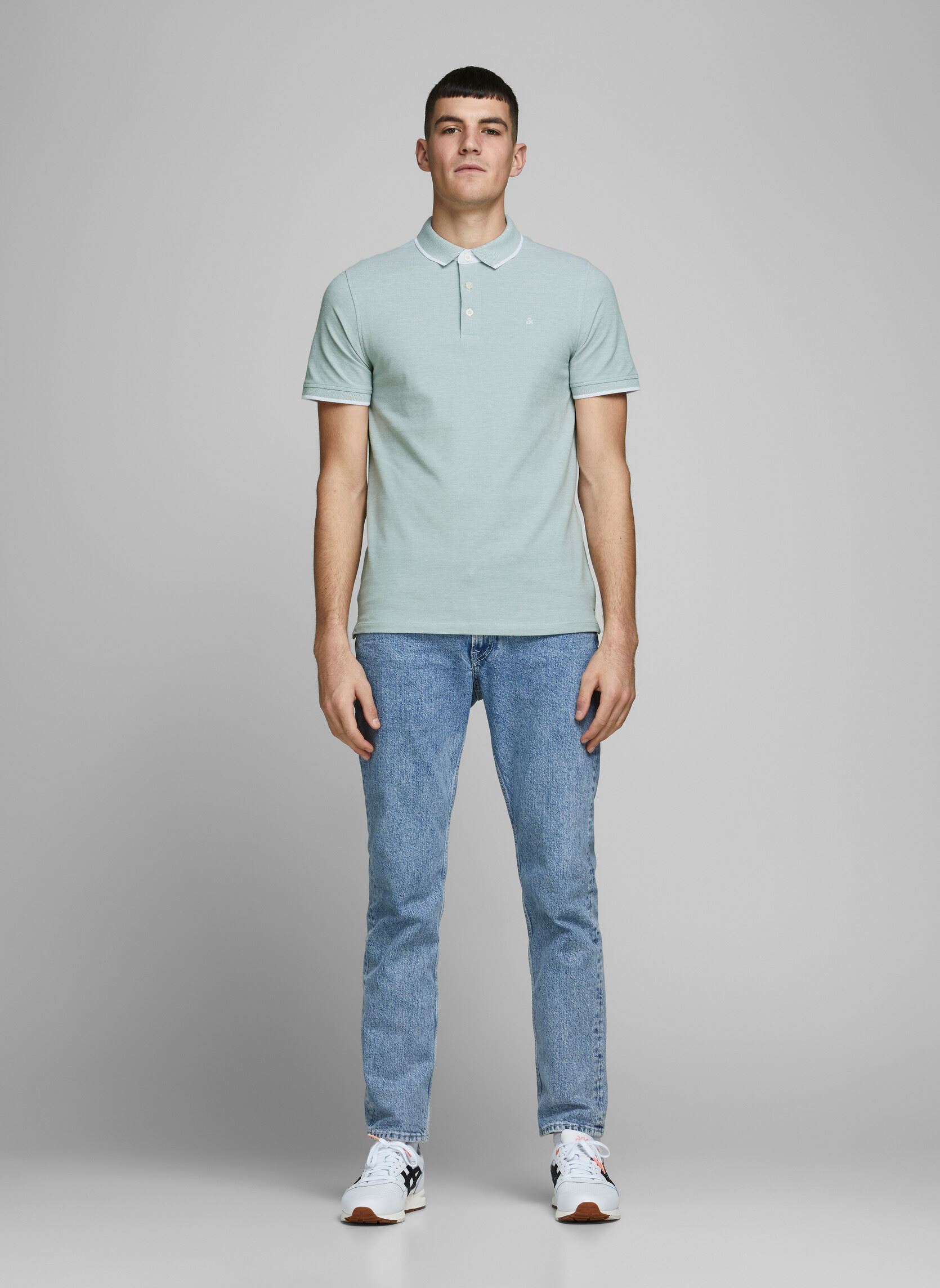 Polos manches courtes JJEPAULOS POLO SS NOOS homme bleu Jack & Jones Polos manches courtes JJEPAULOS POLO SS NOOS homme bleu MINERAL BLUE