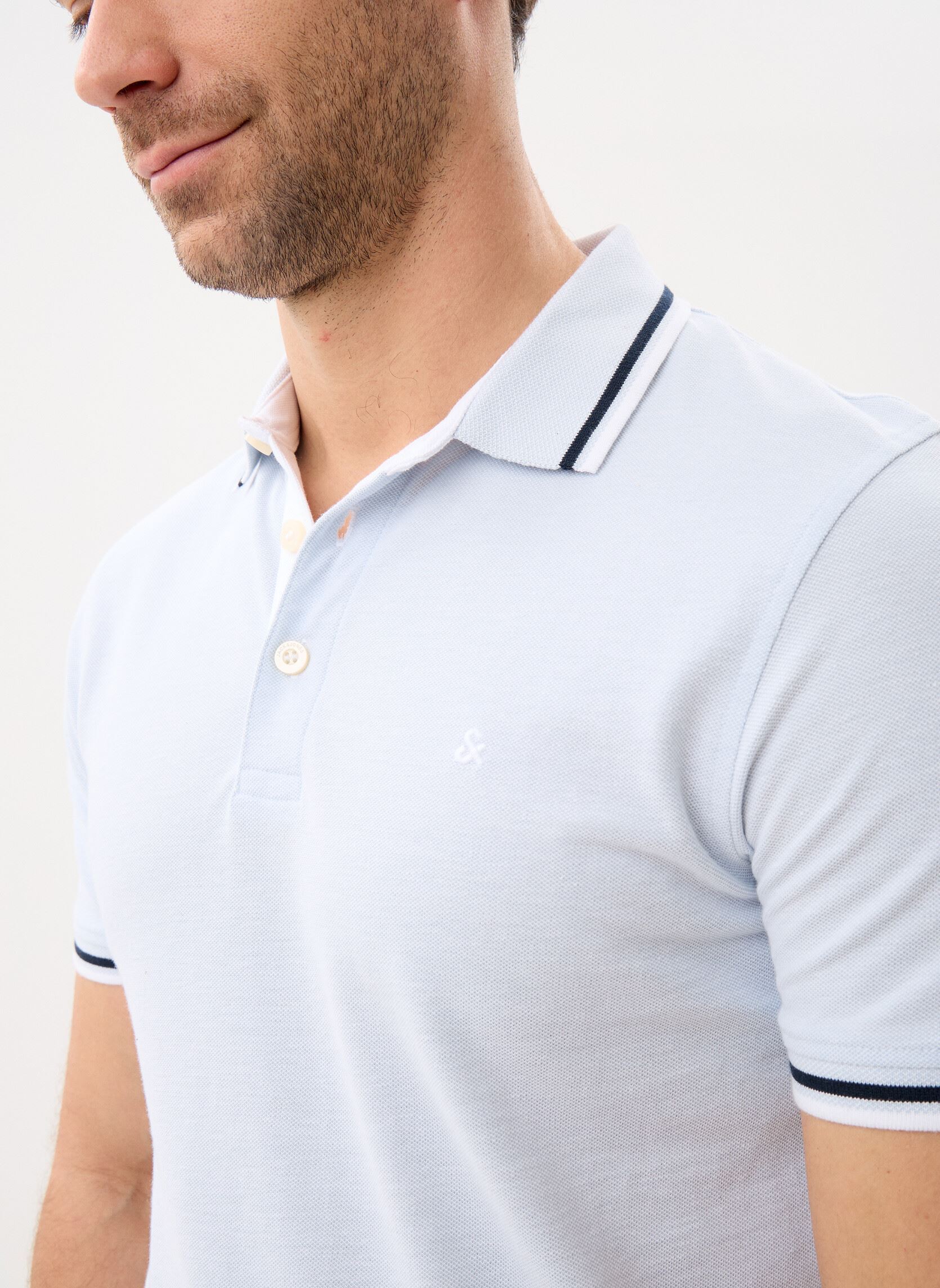 Polos manches courtes JJEPAULOS POLO SS NOOS homme bleu Jack & Jones Polos manches courtes JJEPAULOS POLO SS NOOS homme bleu CELESTIAL BLUE