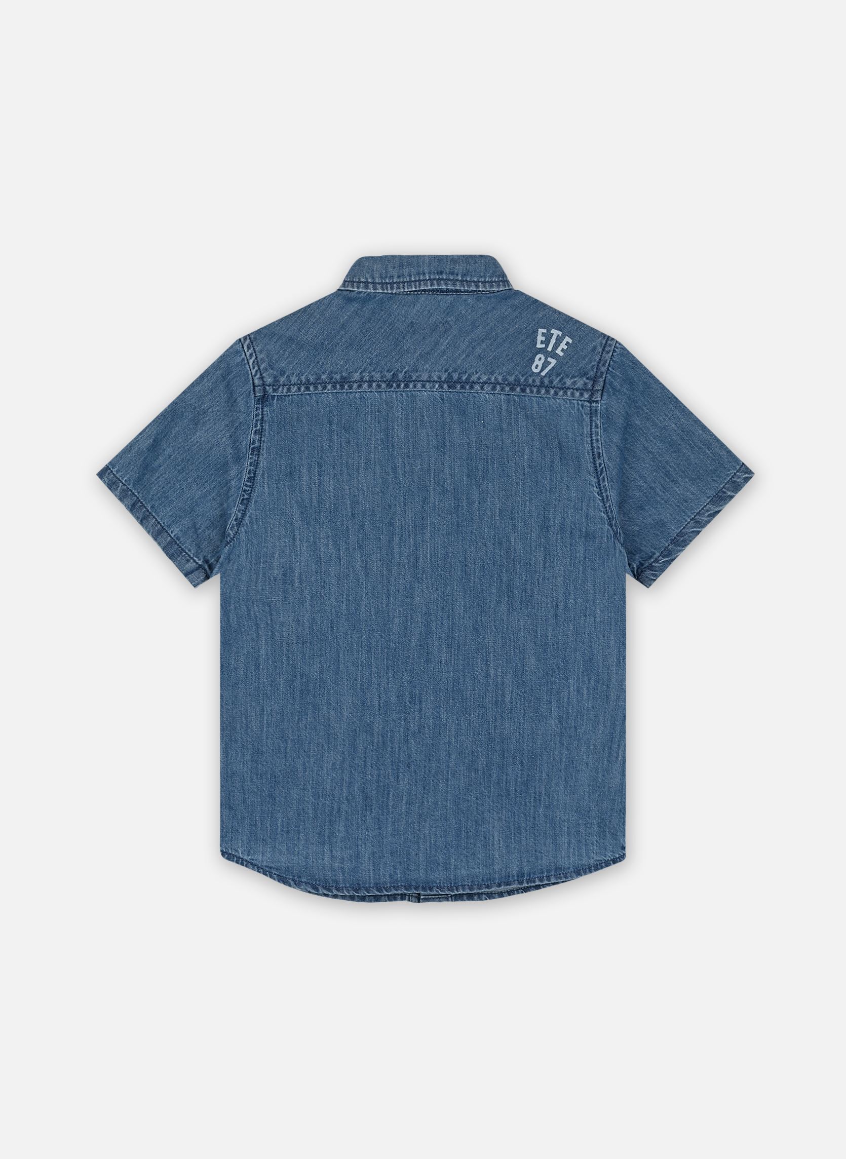 Chemises manches courtes XY12093 garçon bleu IKKS JUNIOR Chemises manches courtes XY12093 garçon bleu STONE BLUE