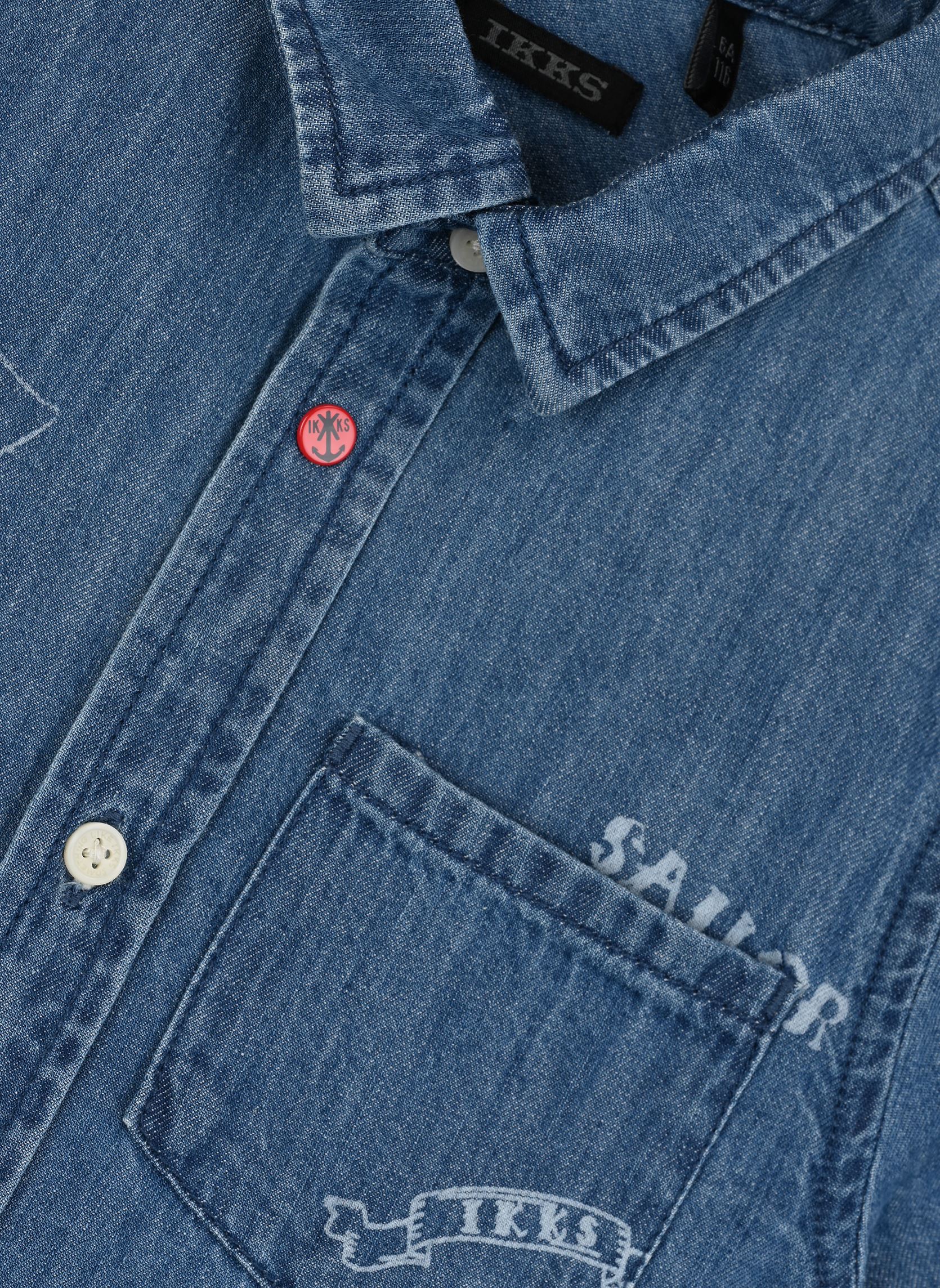 Chemises manches courtes XY12093 garçon bleu IKKS JUNIOR Chemises manches courtes XY12093 garçon bleu STONE BLUE