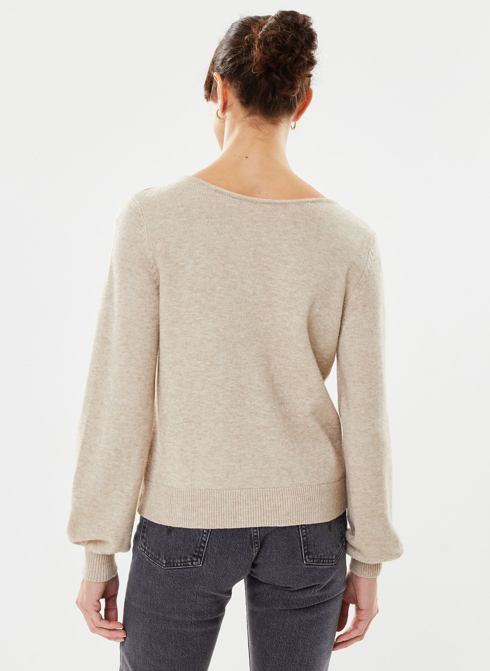 Truien Viril Rev V-Neck L/S Knit Top - Noos dames beige Vila Truien Viril Rev V-Neck L/S Knit Top - Noos dames beige Natural Melange