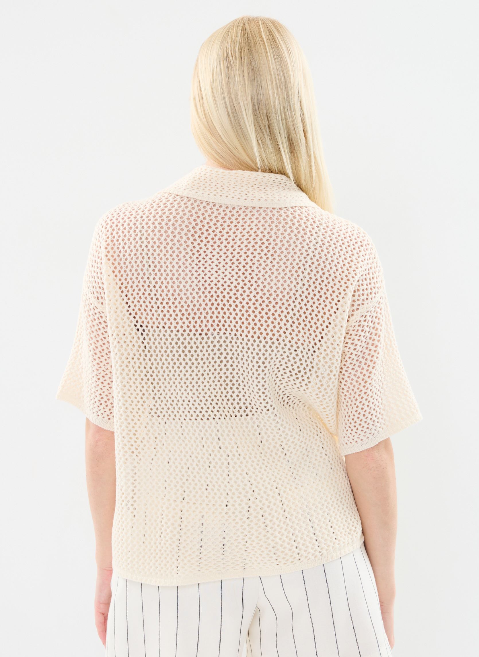 Vesten Vizola Polo 2/4 Knit Cardigan dames beige Vila Vesten Vizola Polo 2/4 Knit Cardigan dames beige EGGNOG