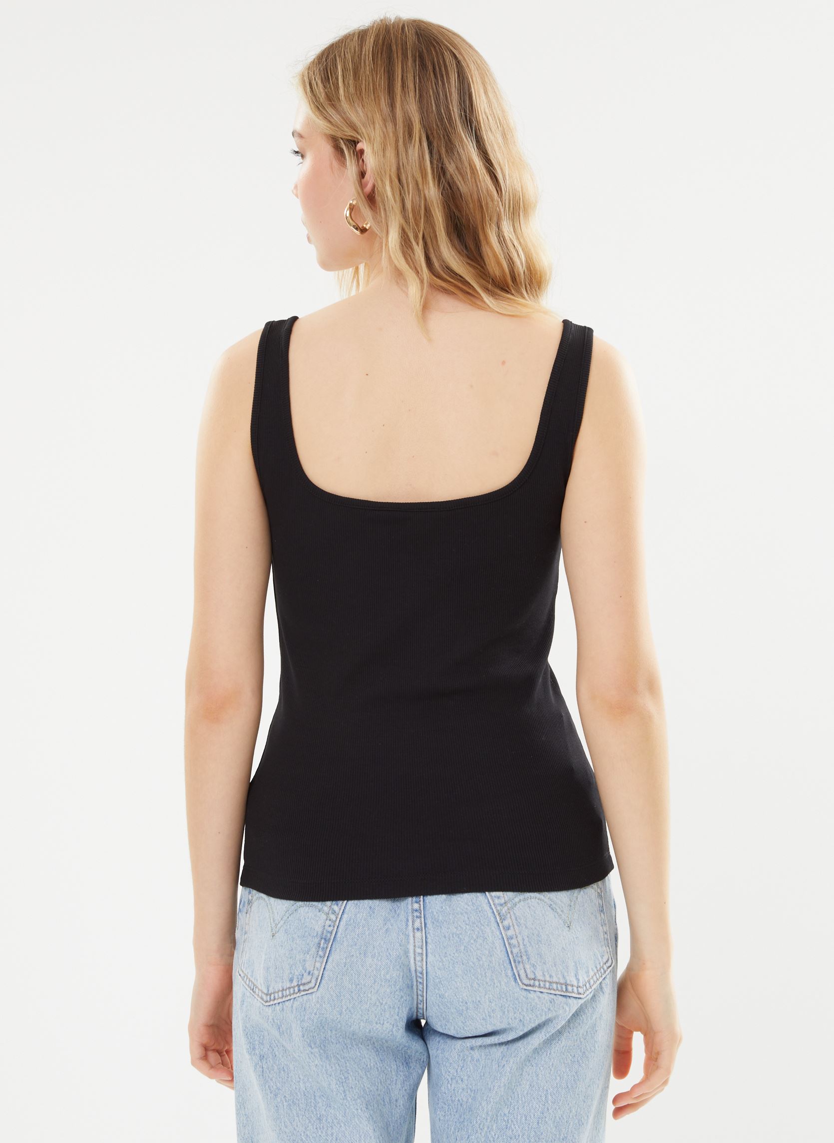 Débardeurs Ck Rib Tank Top femme noir Calvin Klein Jeans Débardeurs Ck Rib Tank Top femme noir CK BLACK