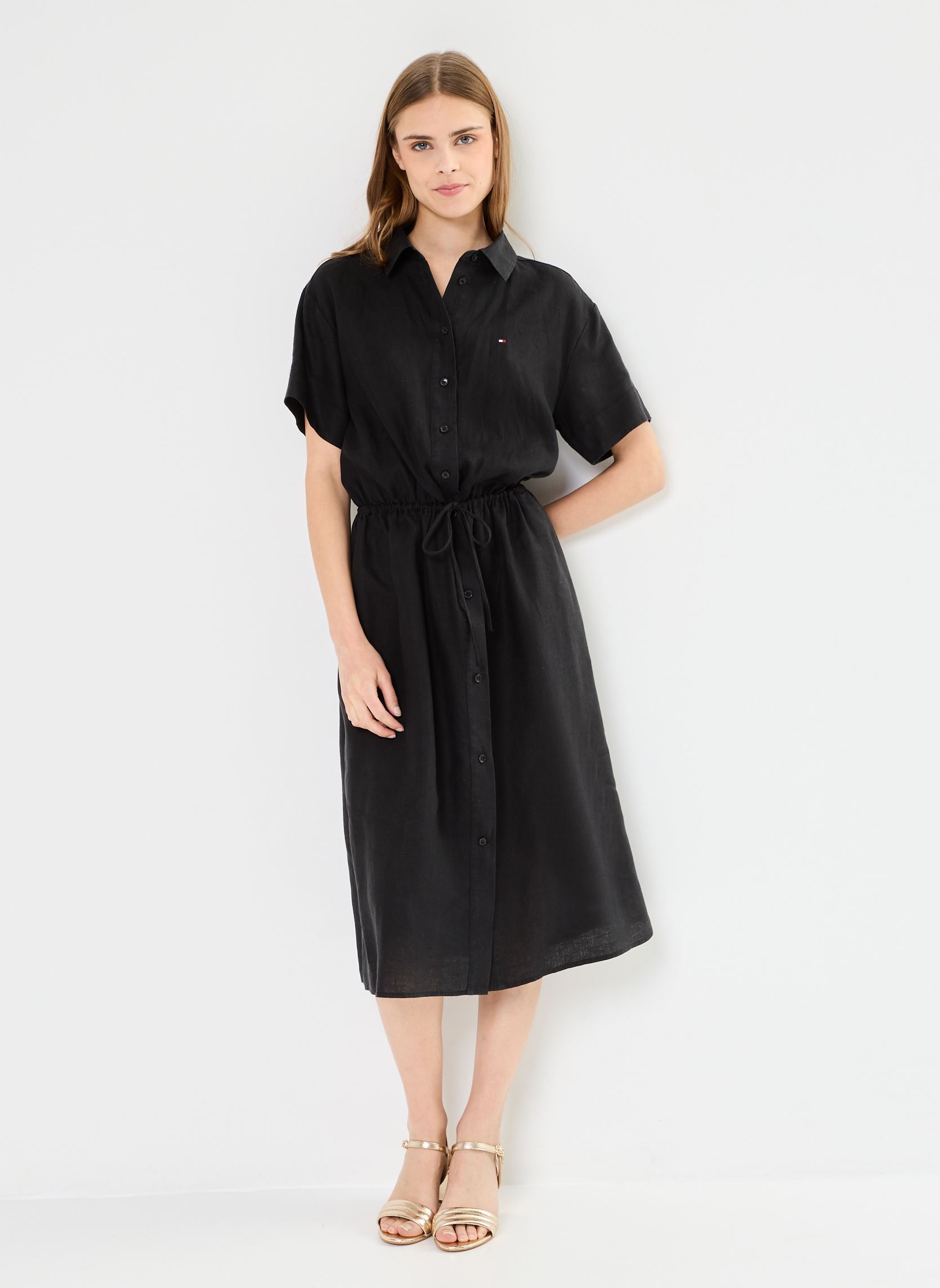 Robes Linen Ss Midi Shirt WW0WW41911 femme noir Tommy Hilfiger Robes Linen Ss Midi Shirt WW0WW41911 femme noir BLACK