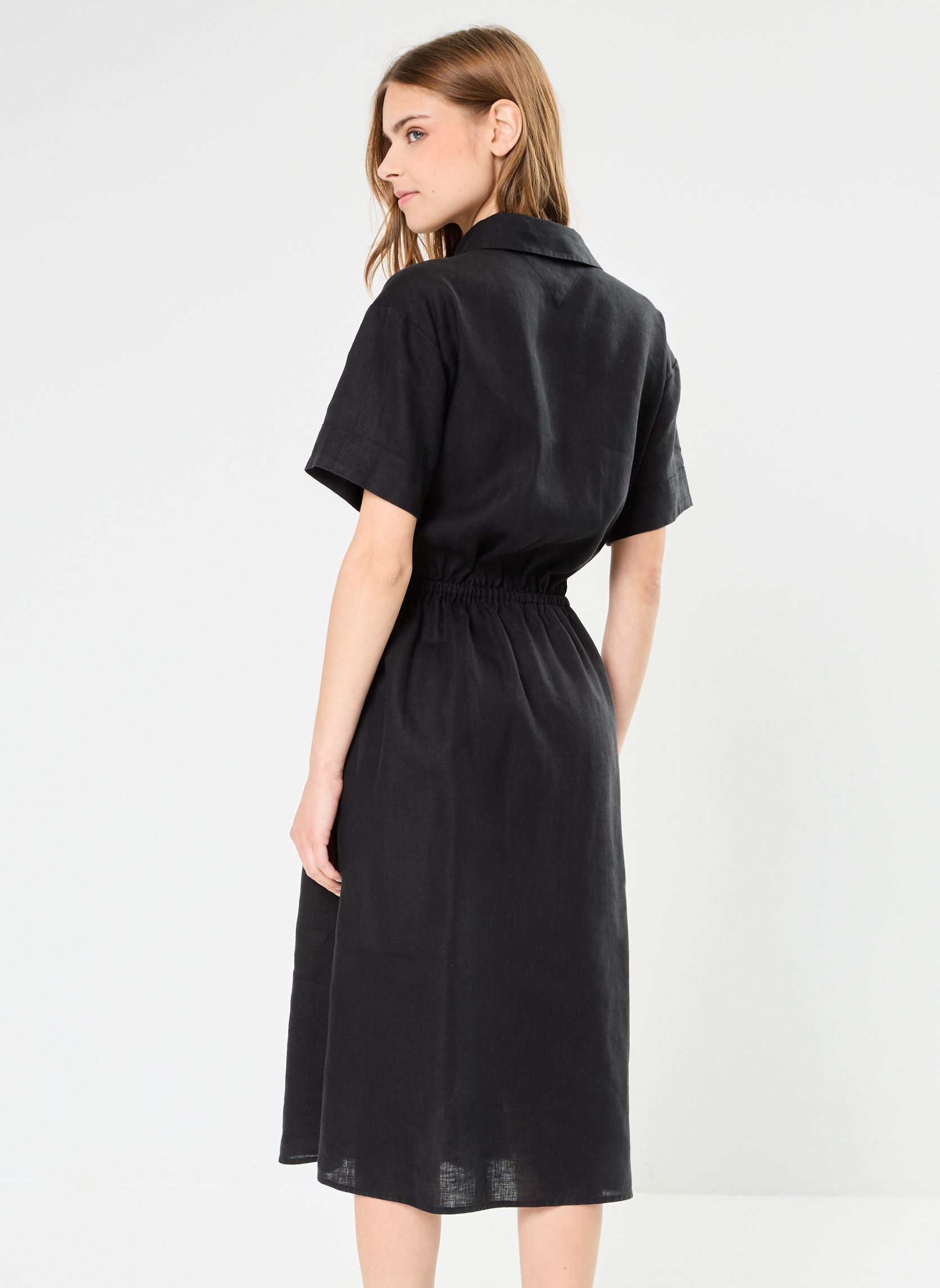 Robes Linen Ss Midi Shirt WW0WW41911 femme noir Tommy Hilfiger Robes Linen Ss Midi Shirt WW0WW41911 femme noir BLACK