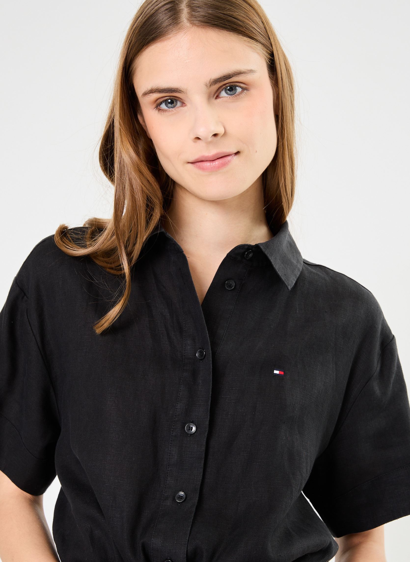 Robes Linen Ss Midi Shirt WW0WW41911 femme noir Tommy Hilfiger Robes Linen Ss Midi Shirt WW0WW41911 femme noir BLACK